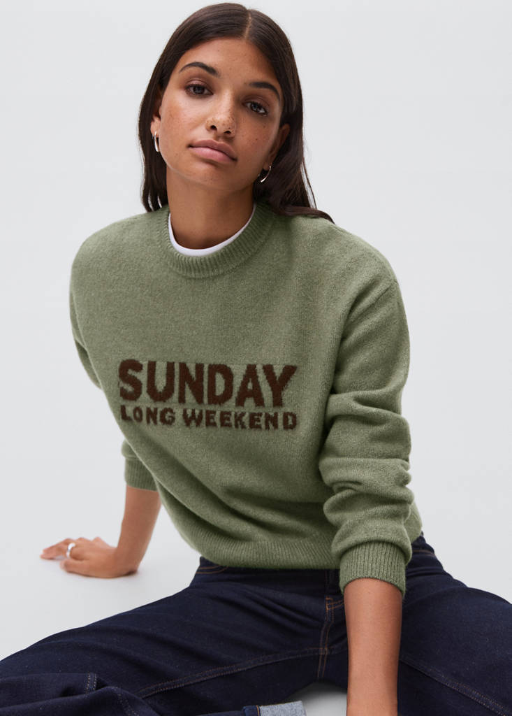 Knit embroidered sweater — Green