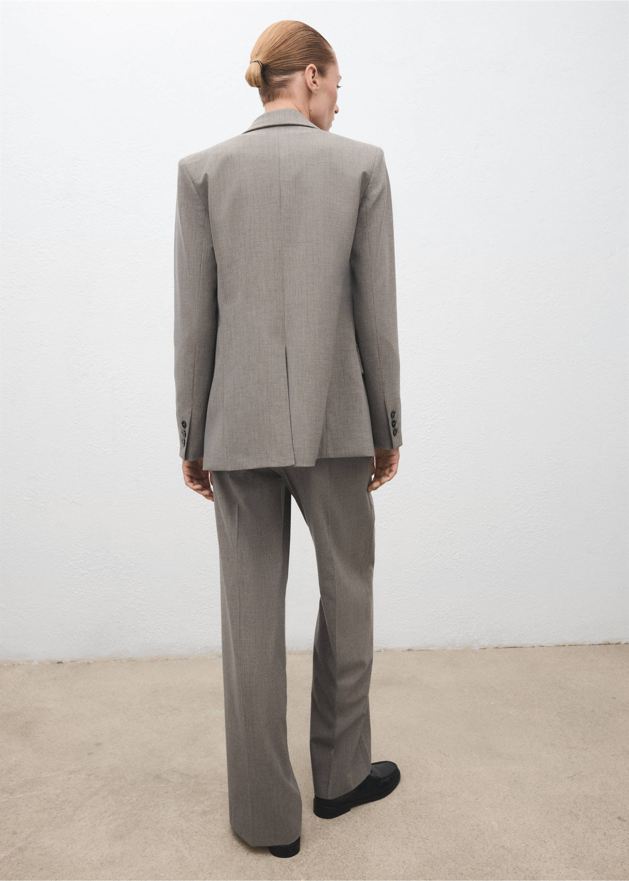 Straight wool-blend suit trousers - Reverse of the article, Grey. Ref: 17017142-00.