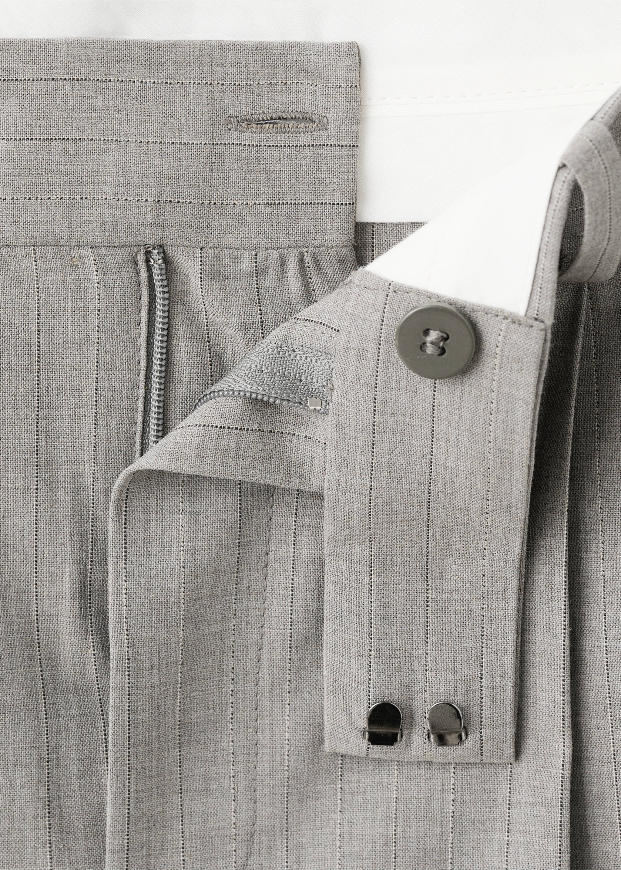Straight wool-blend suit trousers - Details of the article 8, Grey. Ref: 17017142-00.