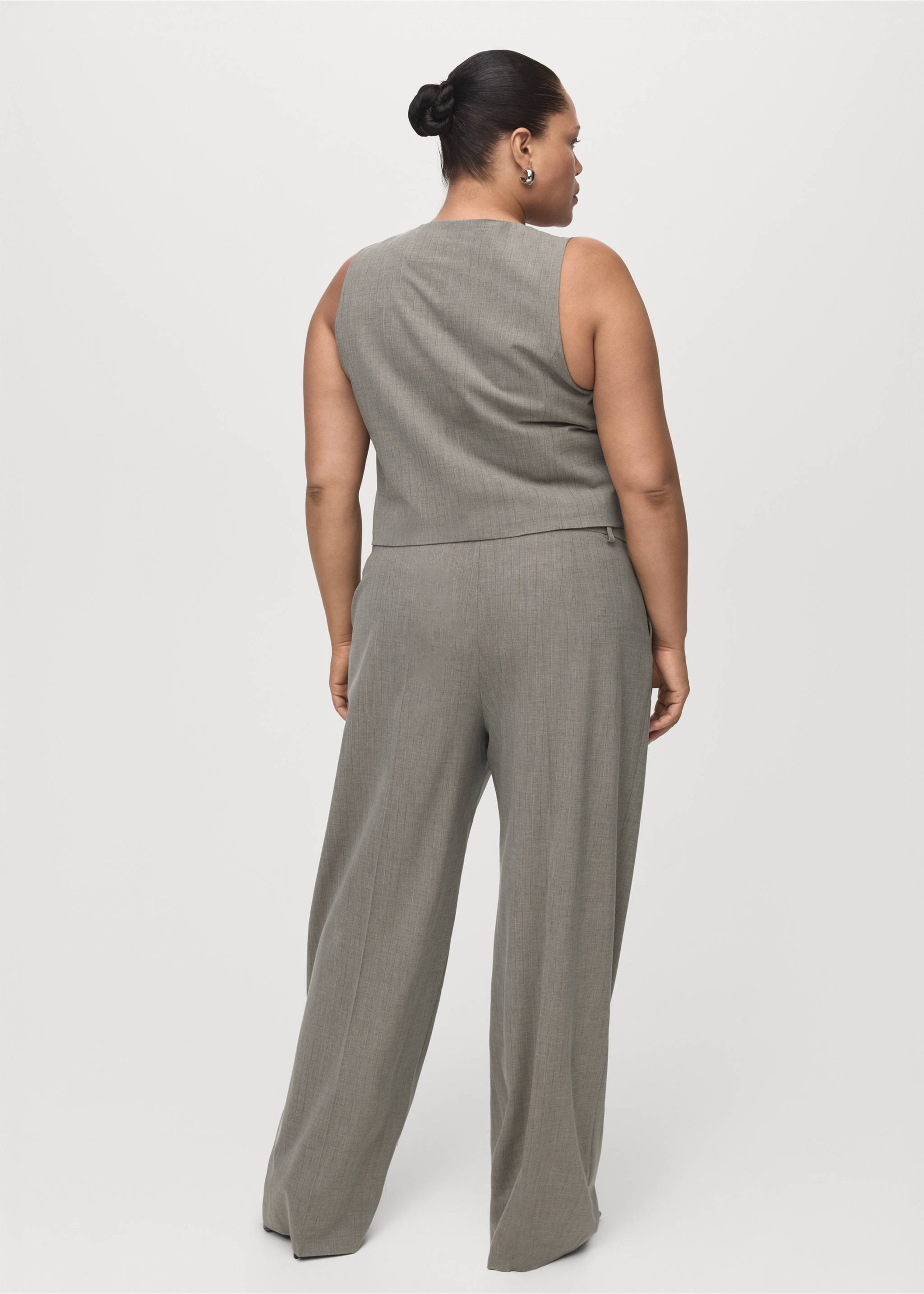 Straight wool-blend suit trousers - Details of the article 4, Grey. Ref: 17017142-00.