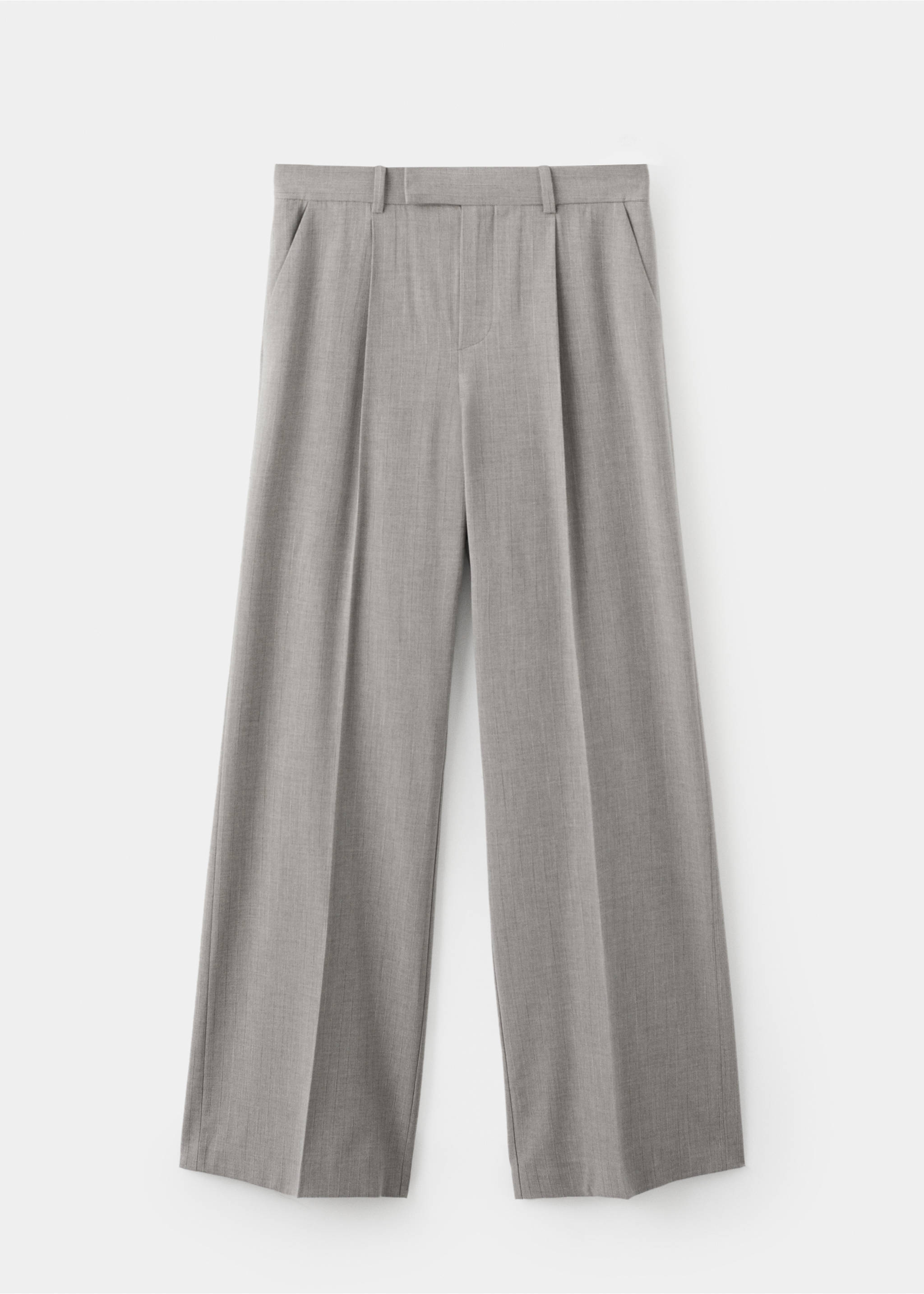 Straight wool-blend suit trousers - Article without model, Grey. Ref: 17017142-00.