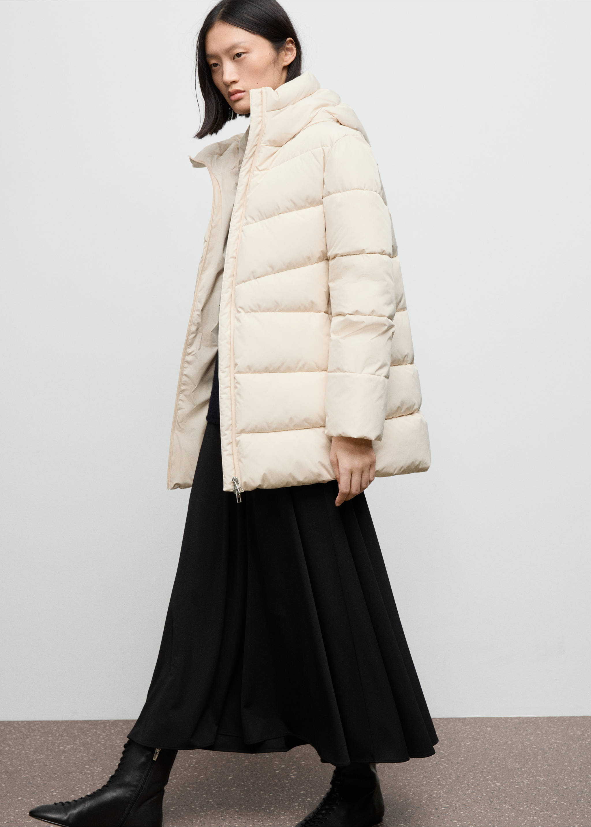 带帽羽绒夹克 - null, 灰白. Ref: 17017763-00.