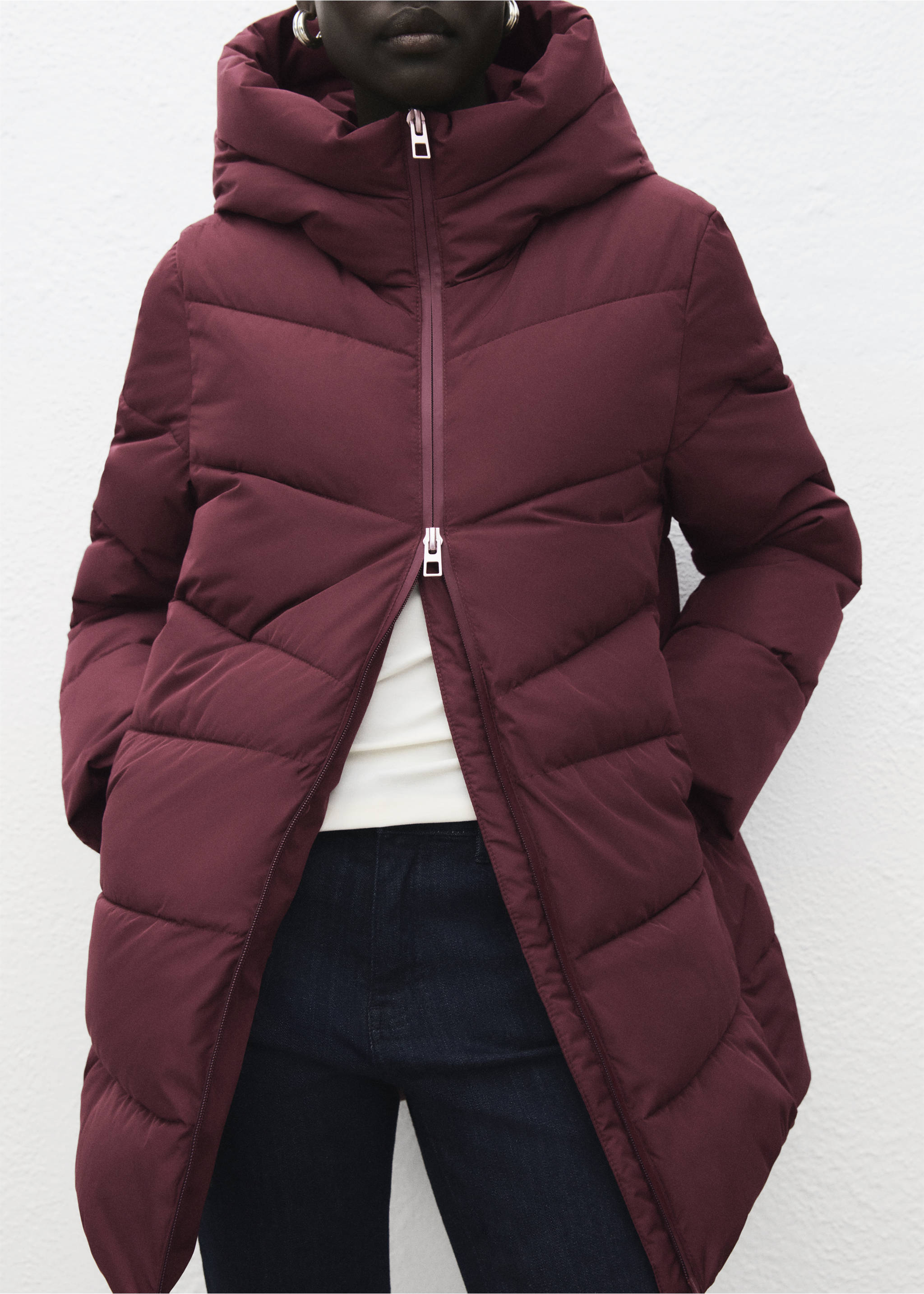 带帽羽绒夹克 - null, 酱紫色. Ref: 17017763-00.