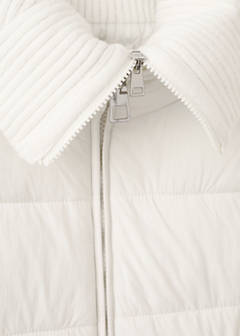 Quilted anorak with combined fabrics — Ecru 7