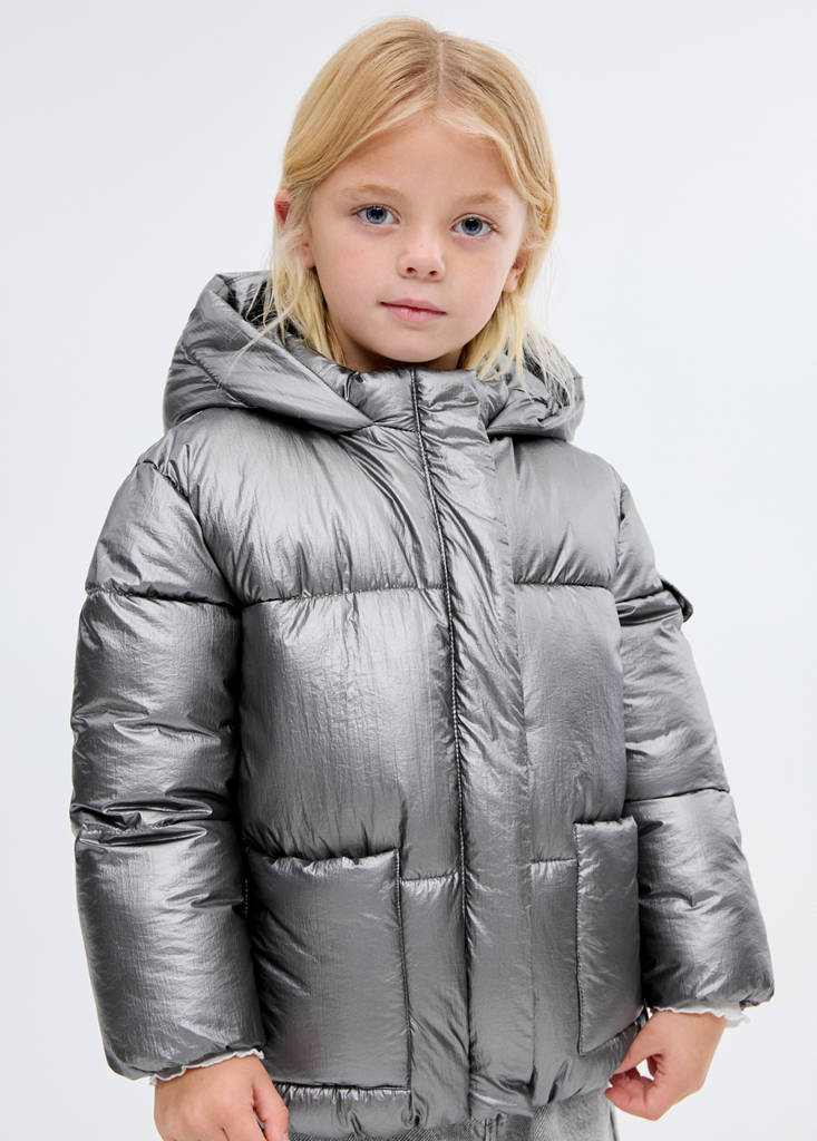 Metallic puffer jacket — Silver