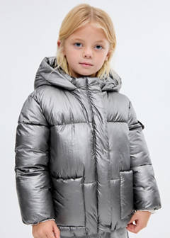 Metallic puffer jacket — Silver 1