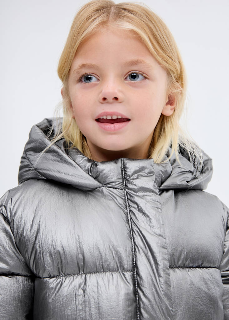 Metallic puffer jacket — Silver