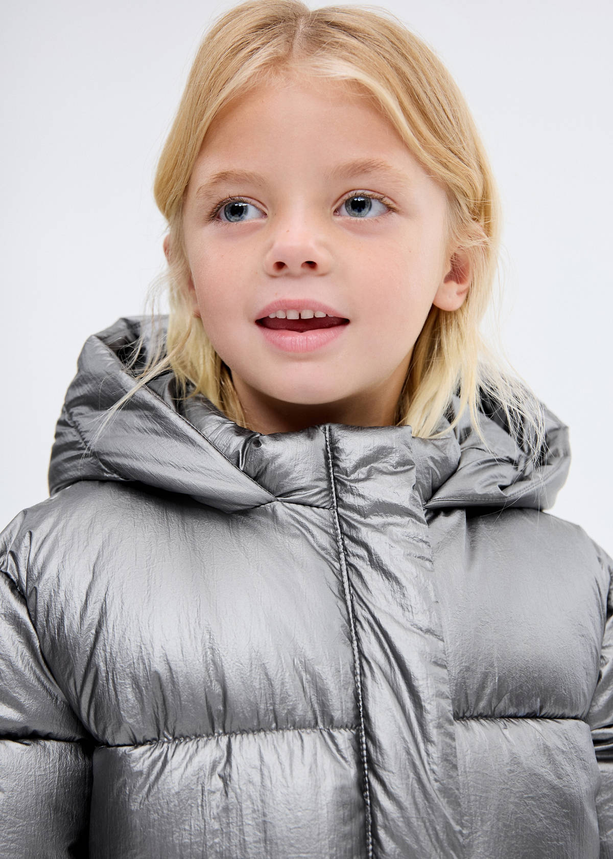 Metallic puffer jacket — Silver