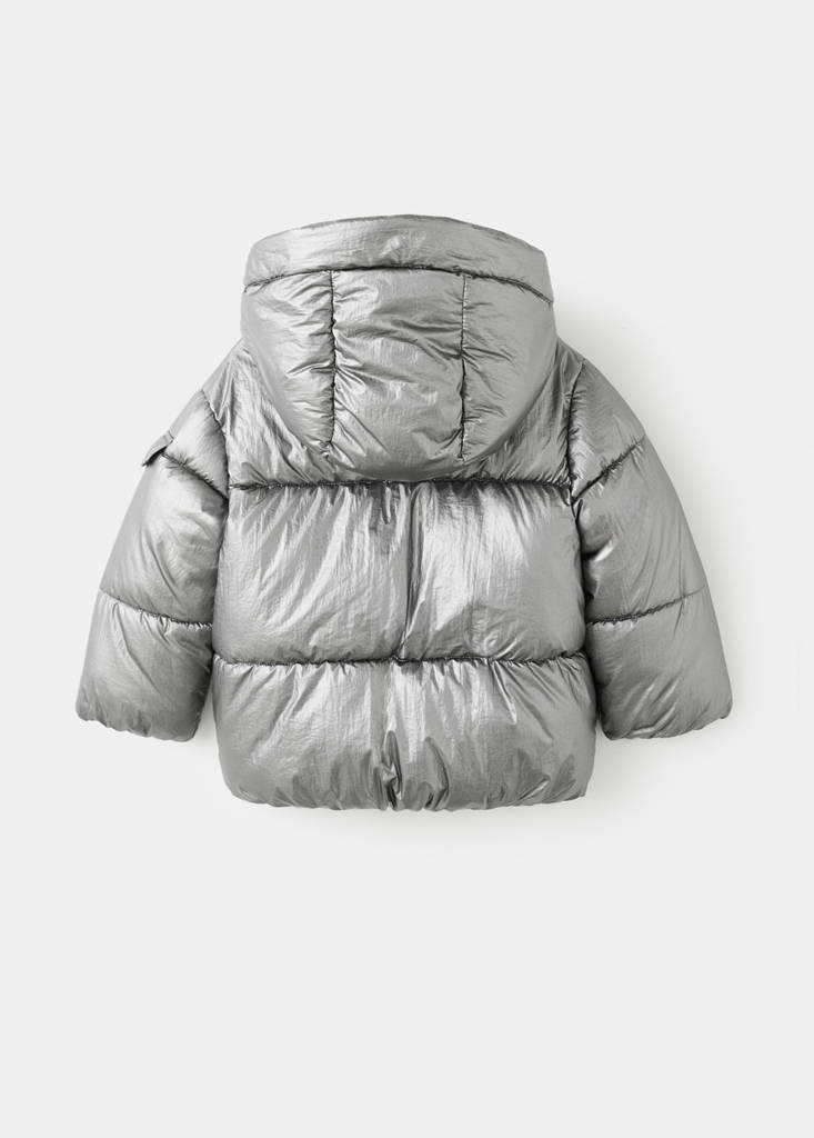 Metallic puffer jacket — Silver