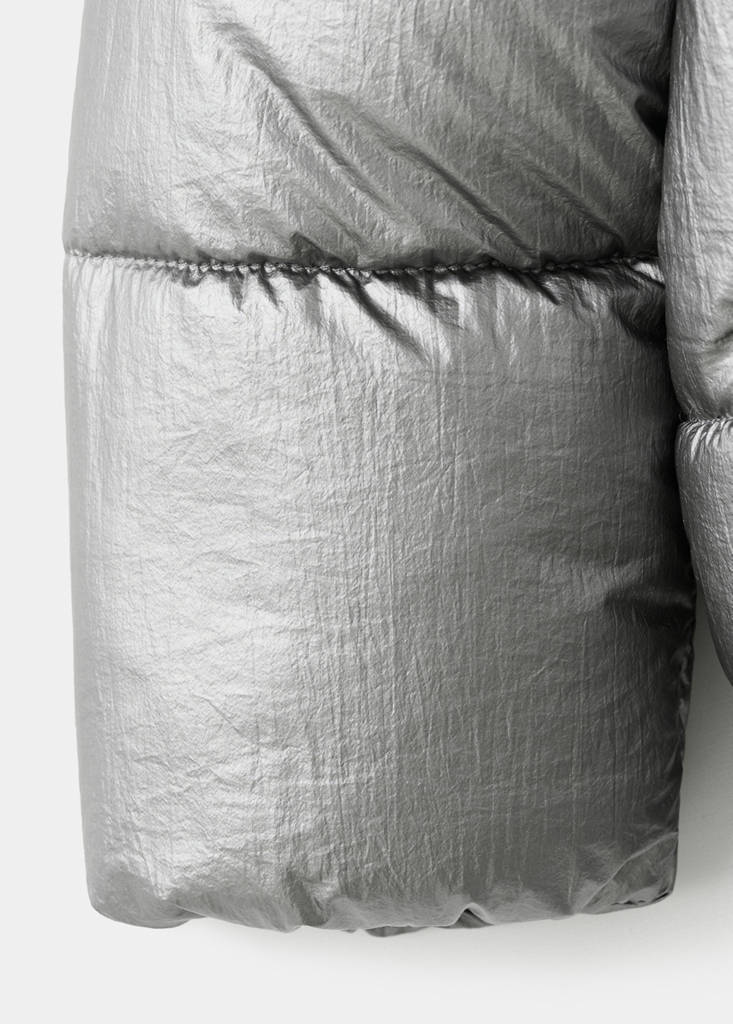 Metallic puffer jacket — Silver