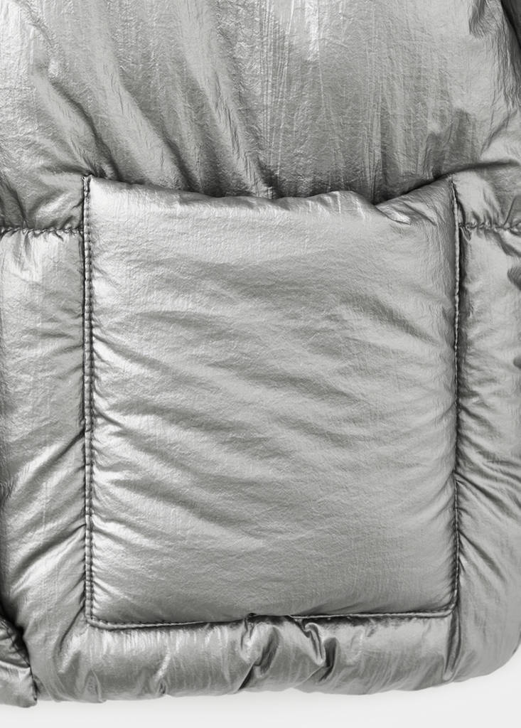 Metallic puffer jacket — Silver