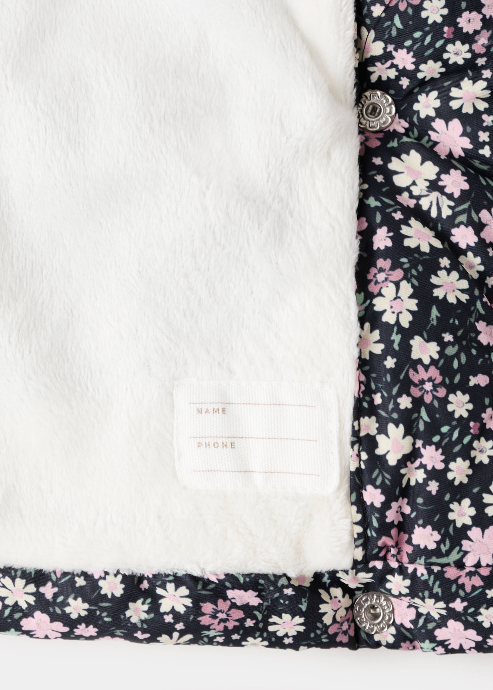 Fur-effect floral-print anorak - Details of the article 8