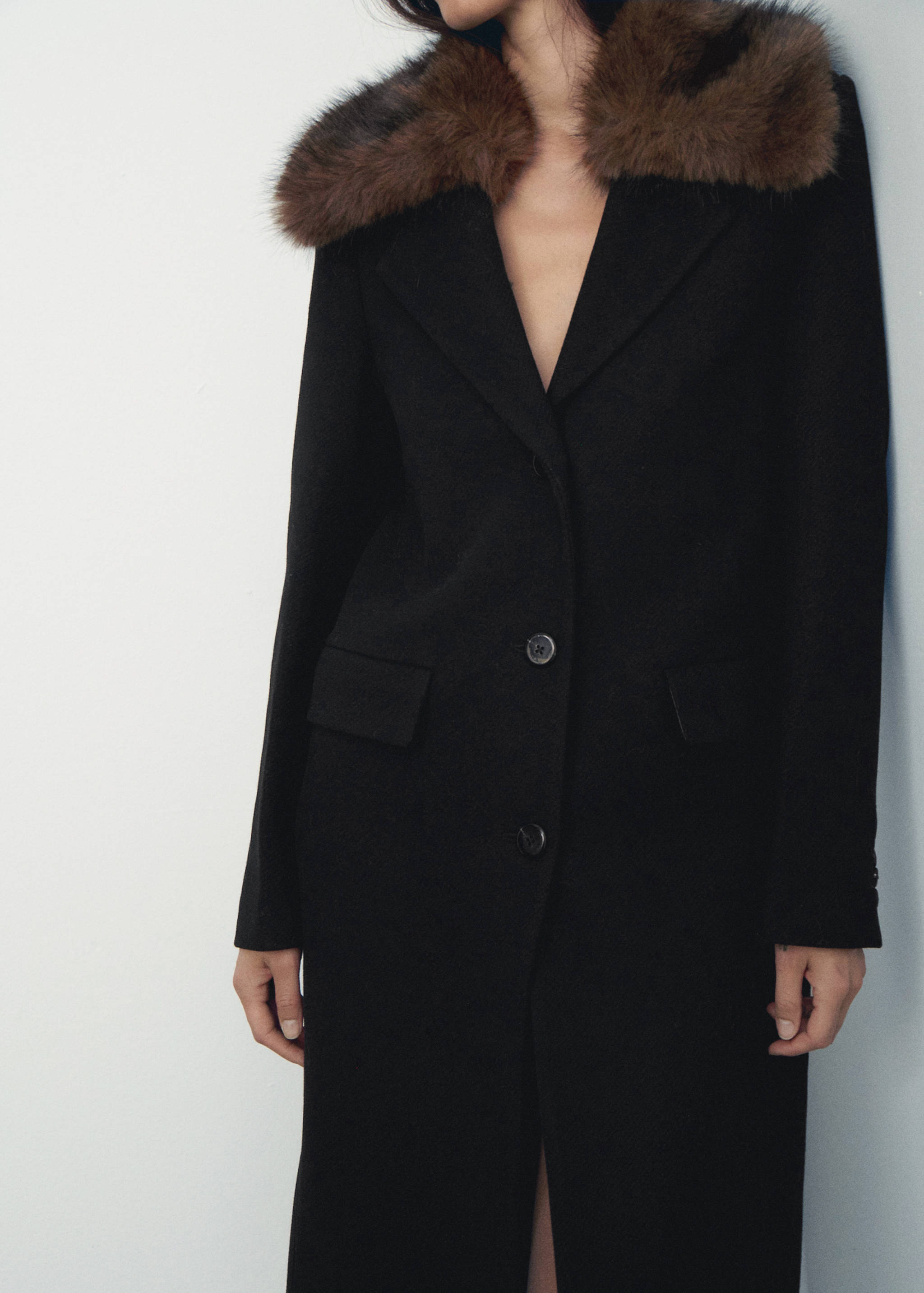 Wool coat with fur collar - Medium plane