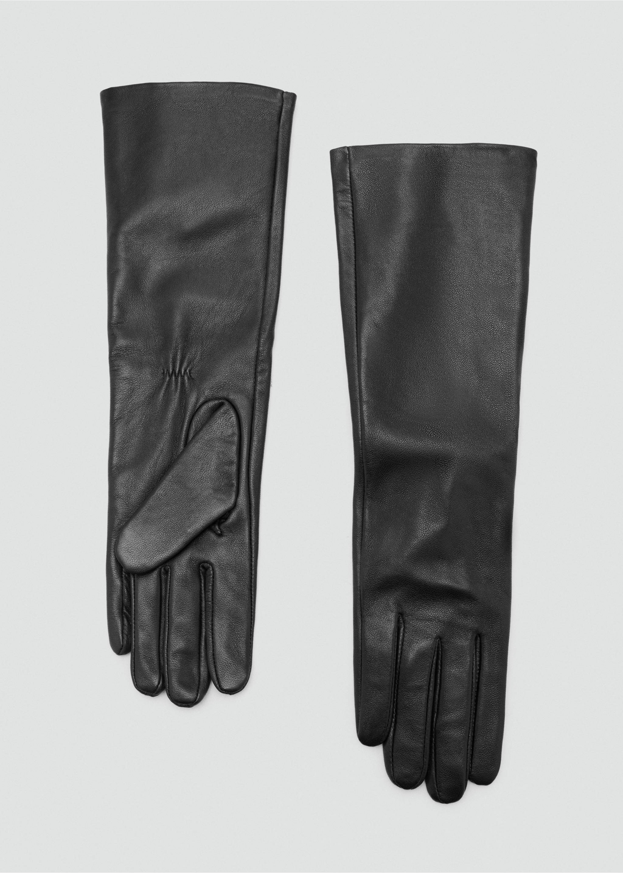 Gants longs en cuir - Article sans modèle, Noir. Ref: 17017772-00.