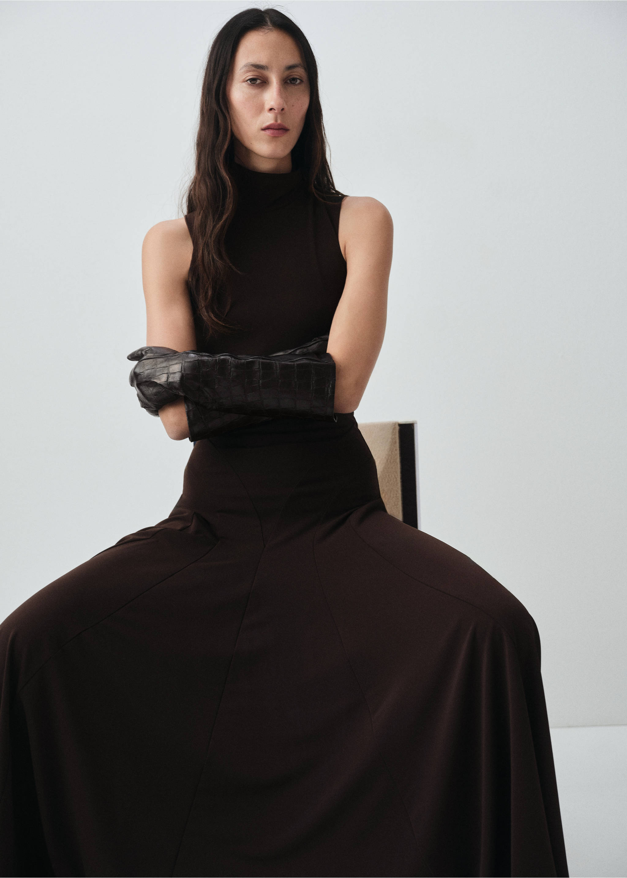 Gants longs en cuir effet croco - Détail de l'article 9, Noir. Ref: 17017773-00.