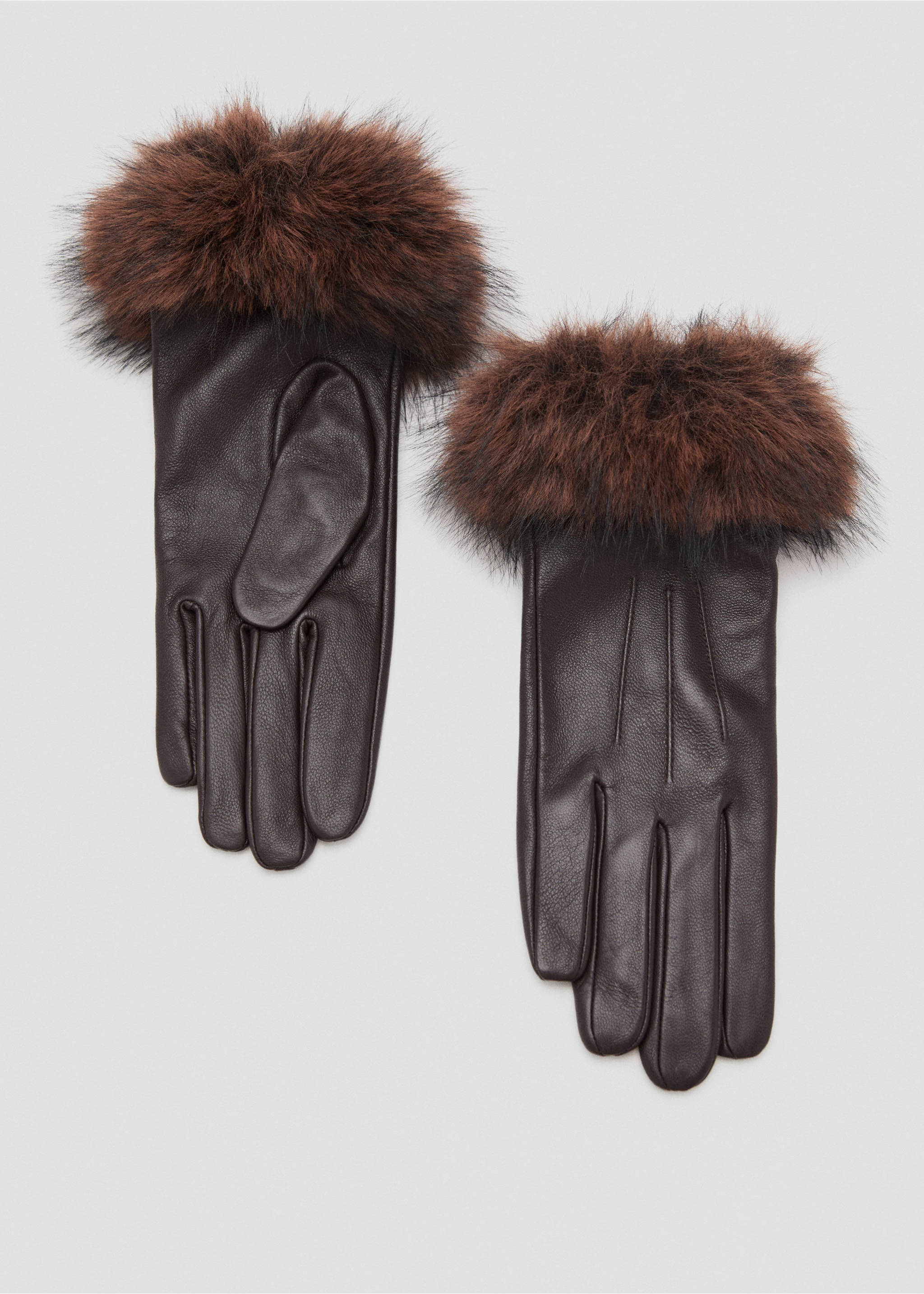 Gants cuir combinés - Article sans modèle, Chocolat. Ref: 17017774-00.