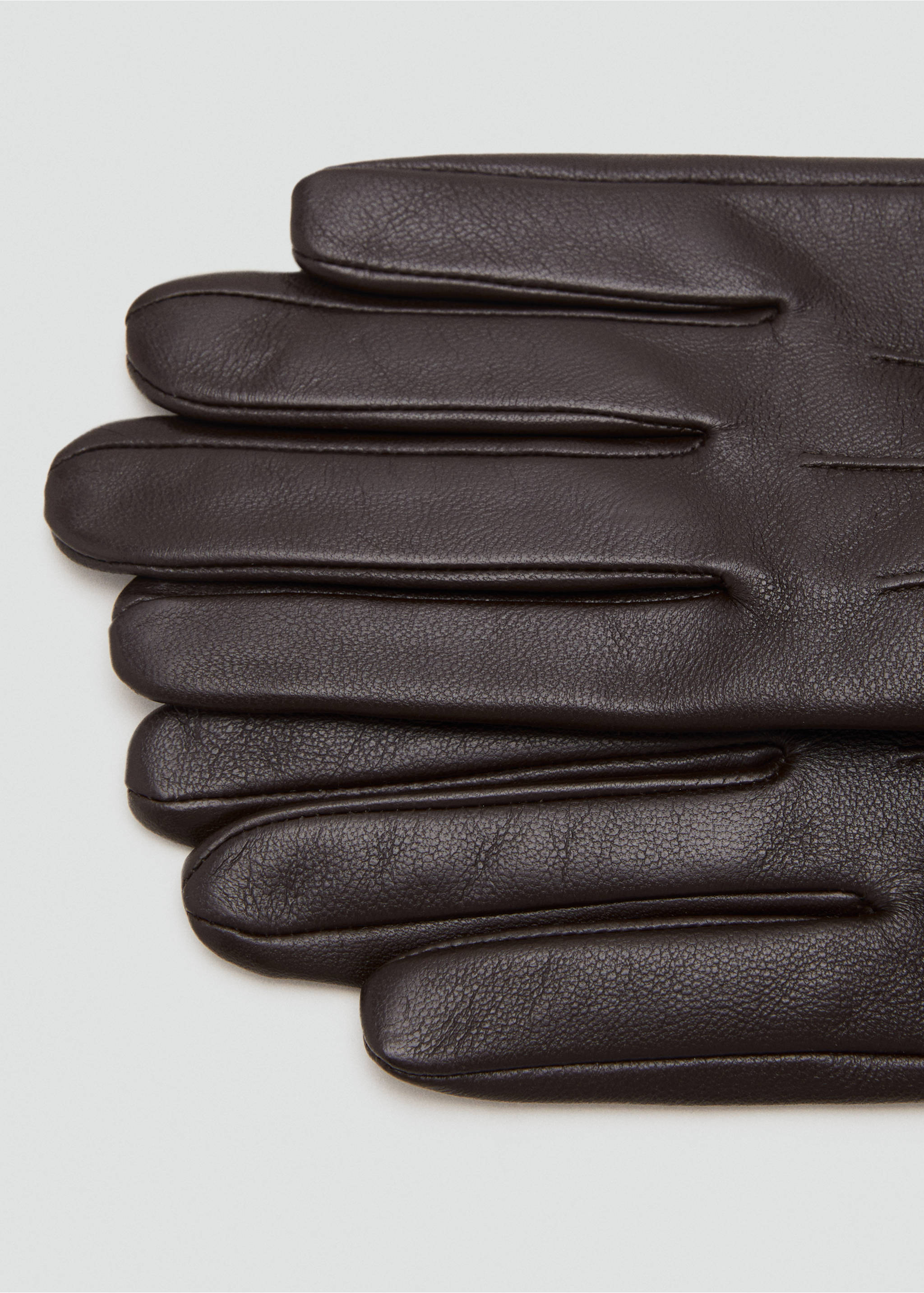 Gants cuir combinés - Détail de l'article 1, Chocolat. Ref: 17017774-00.