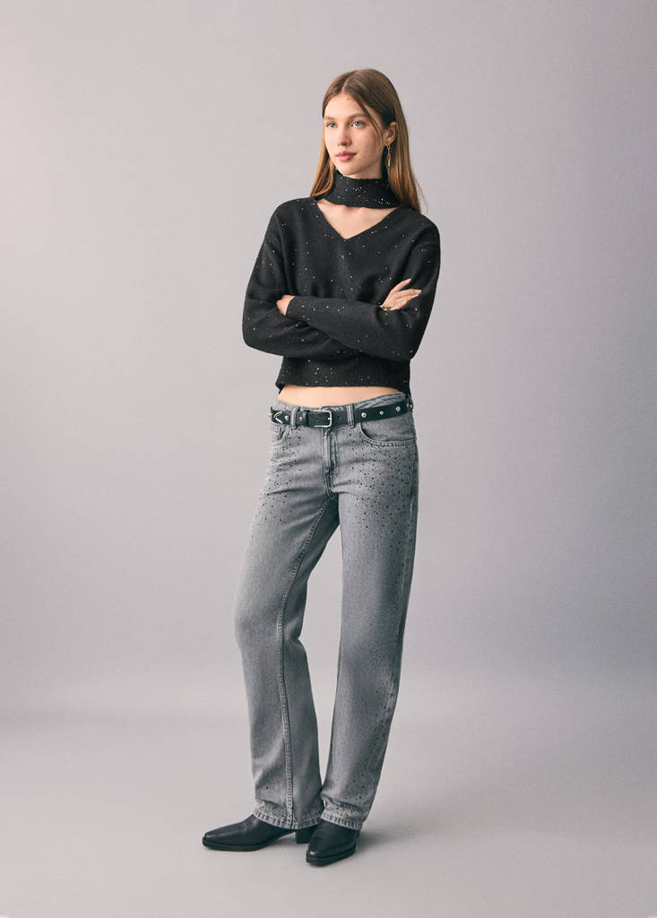 Knit paillette sweater — Black
