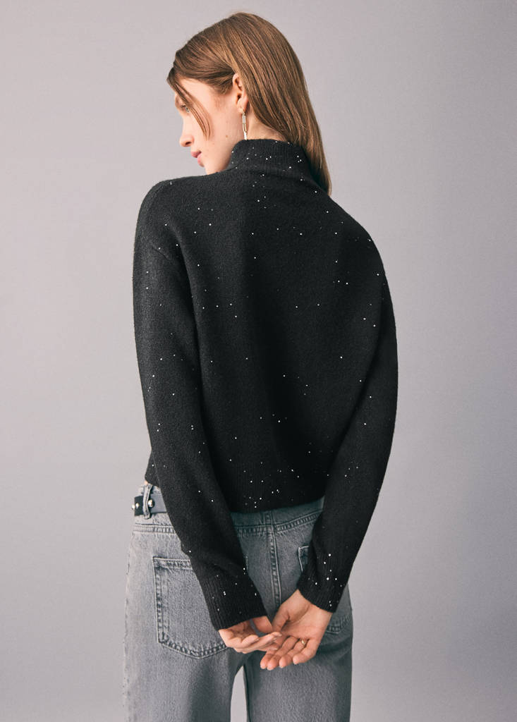 Knit paillette sweater — Black