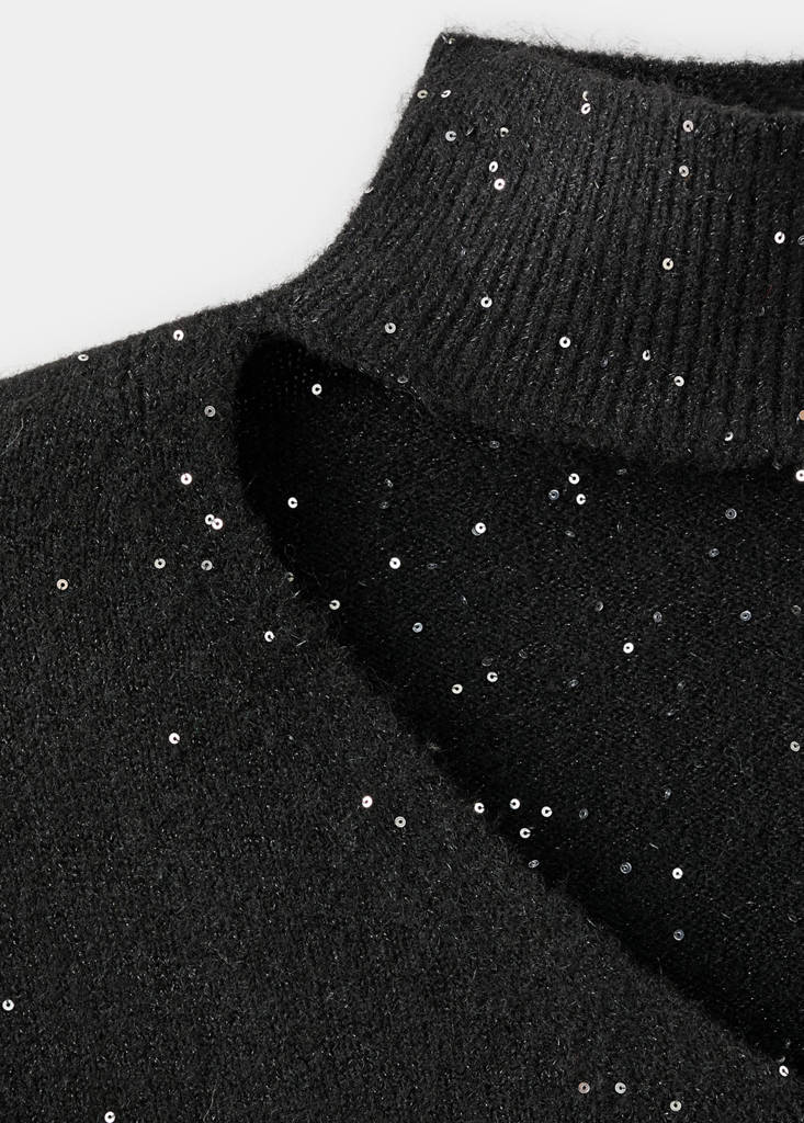 Knit paillette sweater — Black