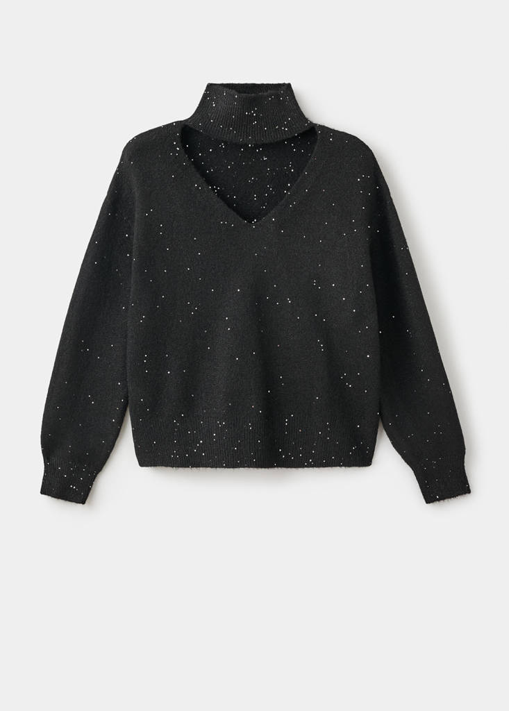 Knit paillette sweater — Black