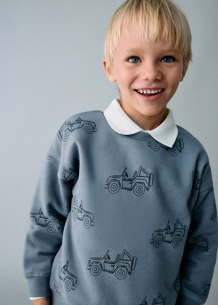 Printed cotton sweatshirt — Blue