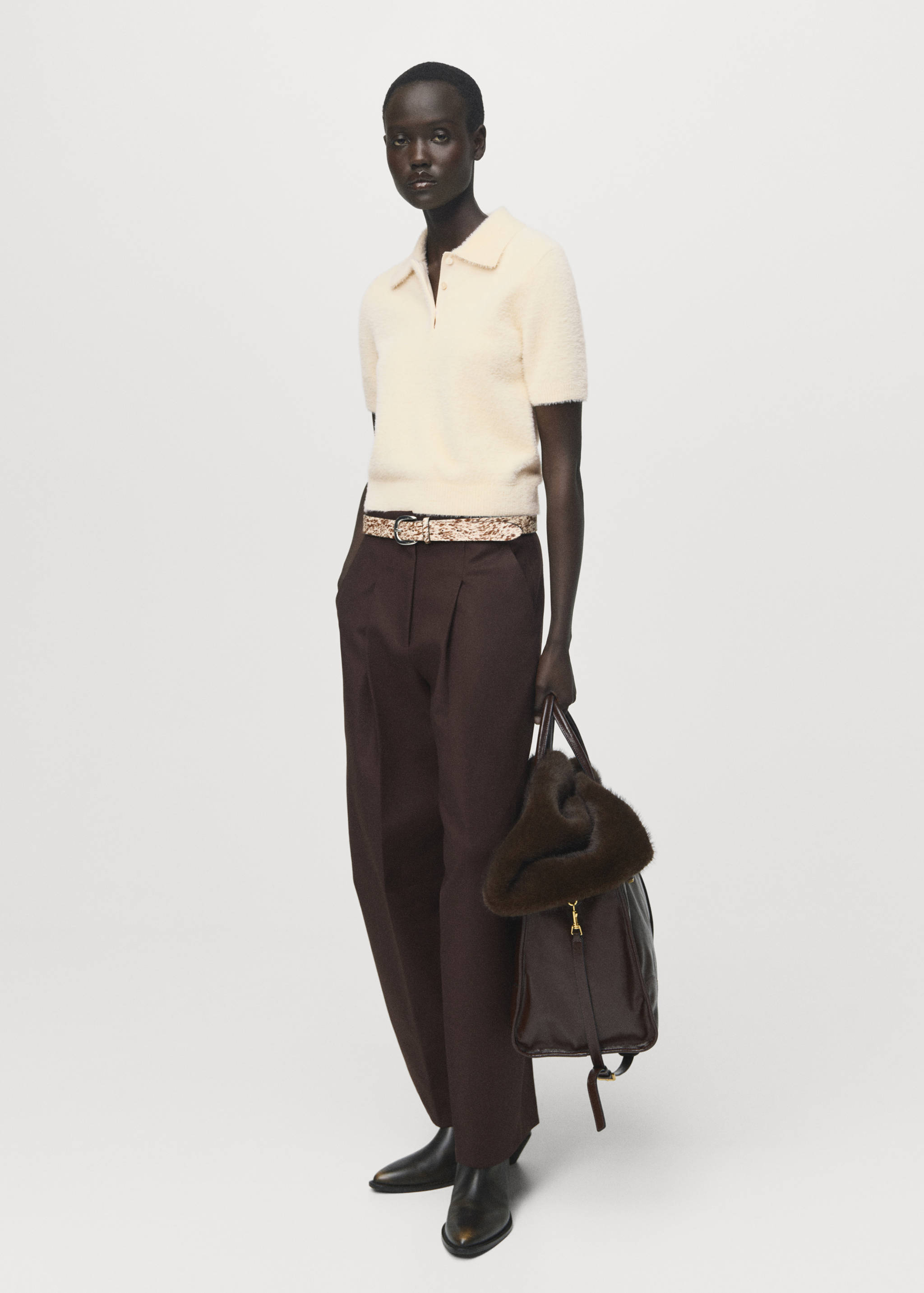 Faux-fur polo-neck sweater - General plane