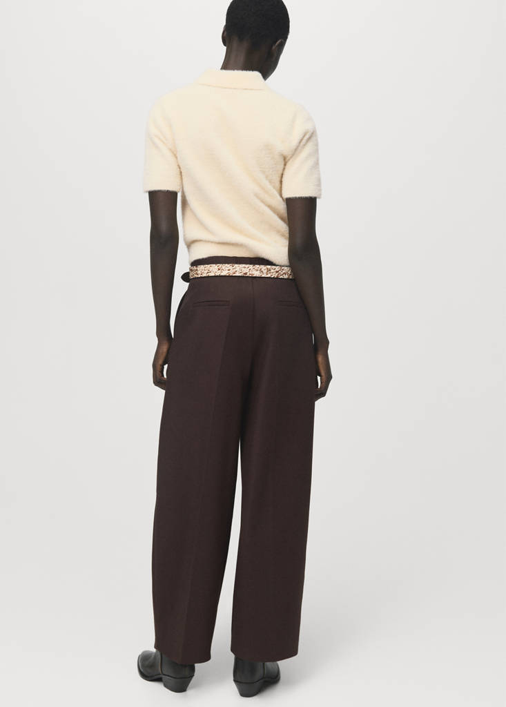 Faux-fur polo-neck sweater — Ecru