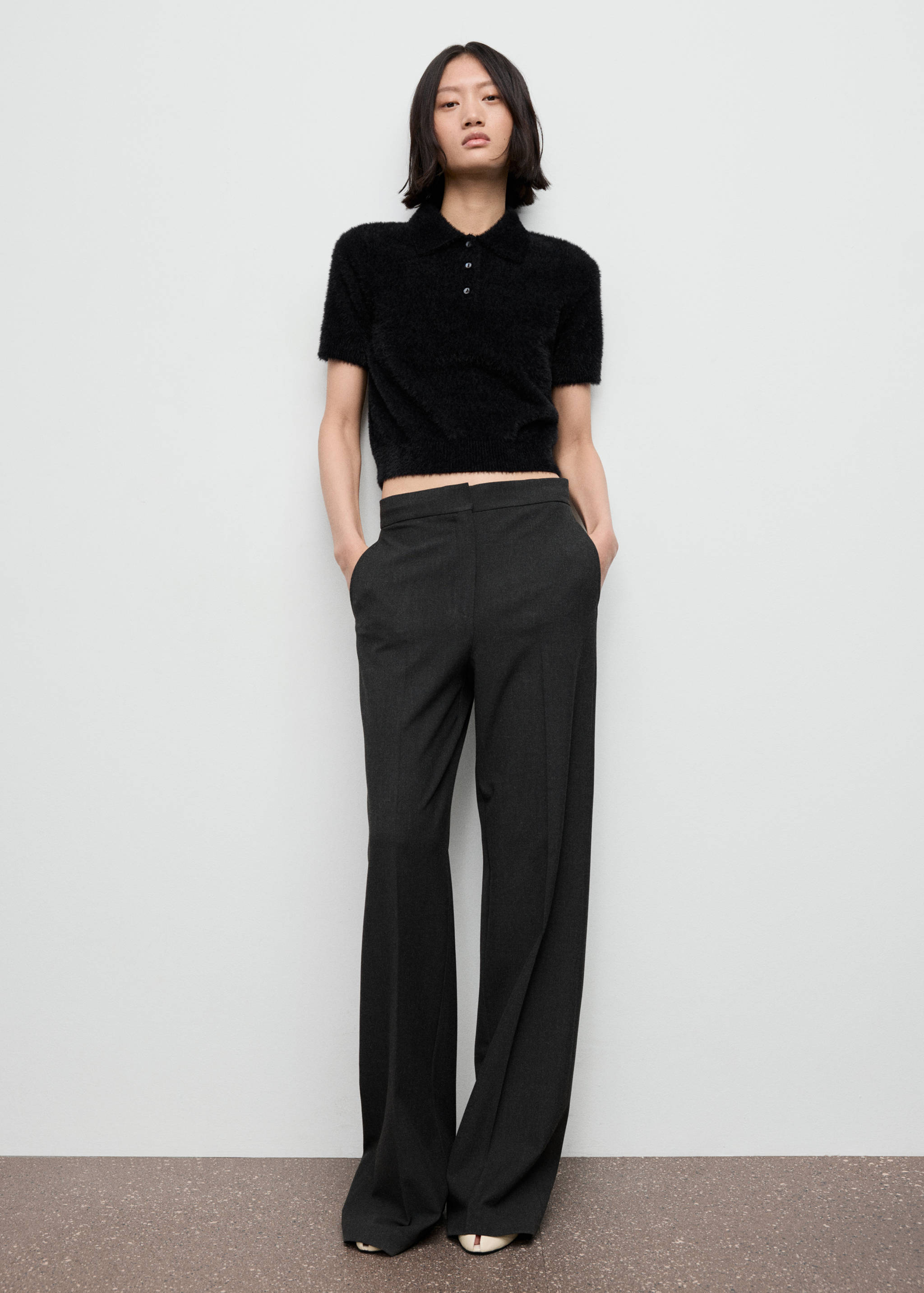 Faux-fur polo-neck sweater - General plane