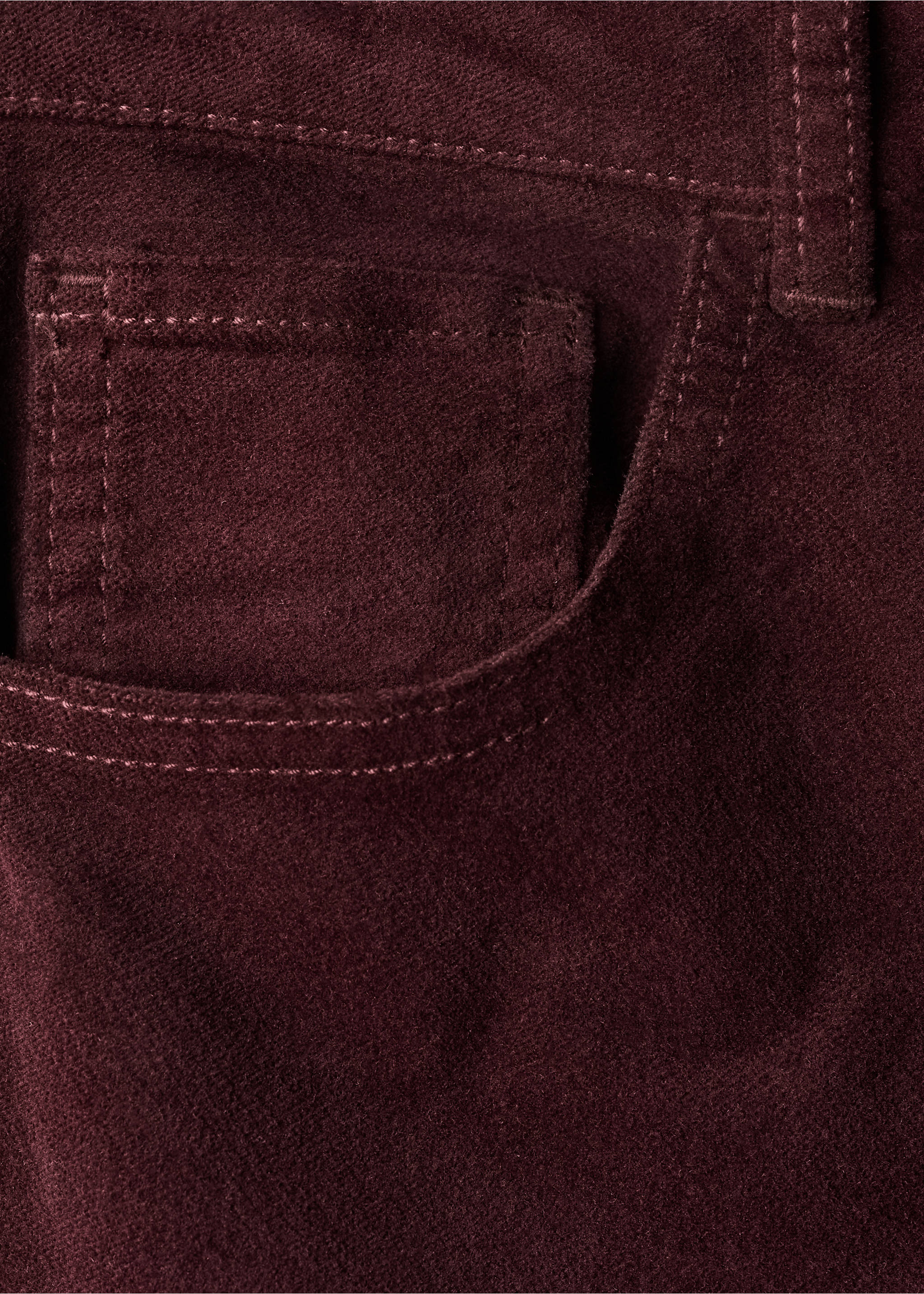 Fluwelen flared jeans - Detail van het artikel 0, Wijnrood. Ref: 17017783-00.