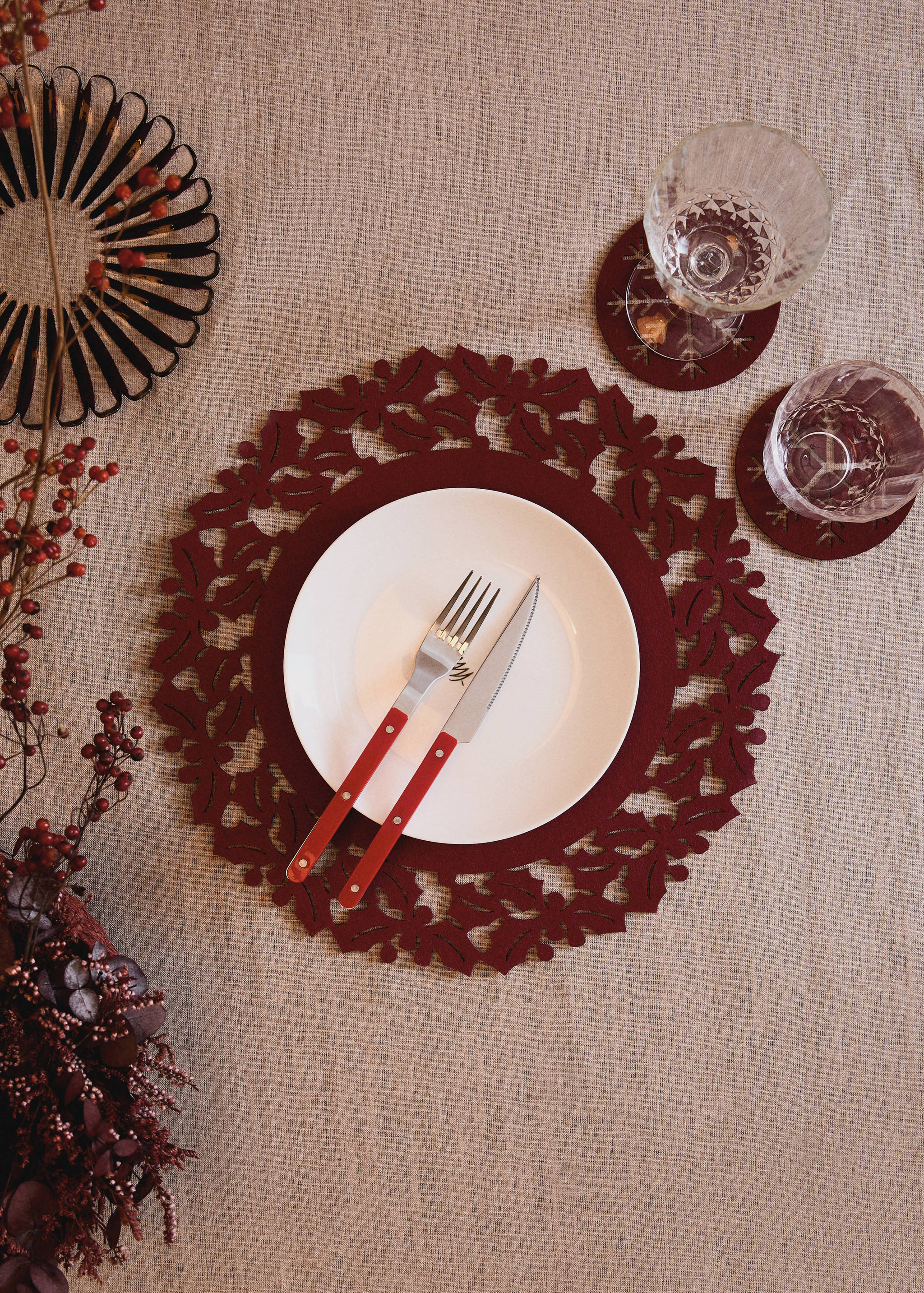 Filz-Tischset aus Stechpalme - Allgemeine Ansicht