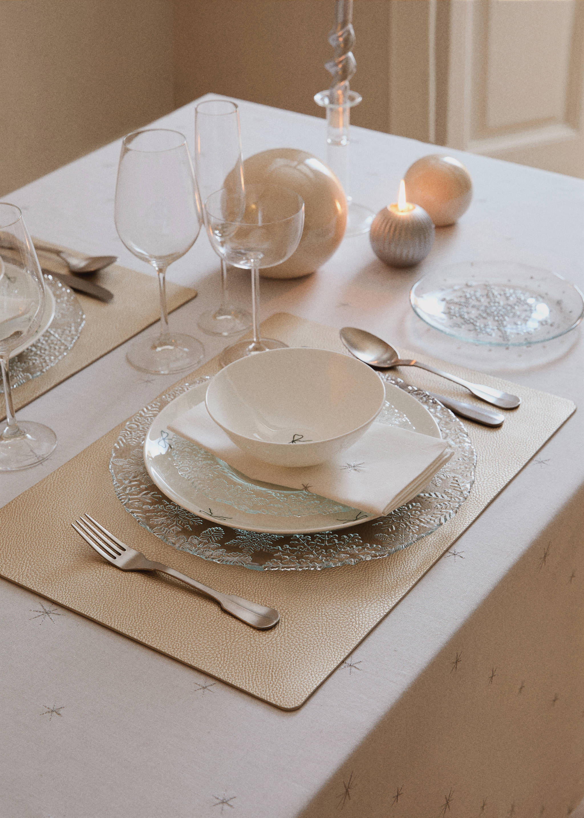 Deri görünümlü metalize dikdörtgen Amerikan servis - Genel plan