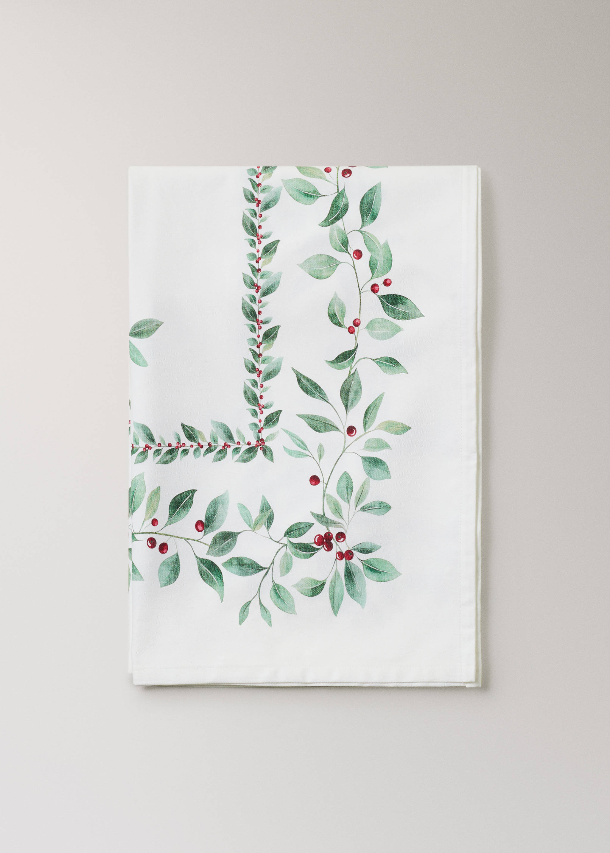 Holly-print cotton tablecloth for 6 to 8 diners - Details of the article 3