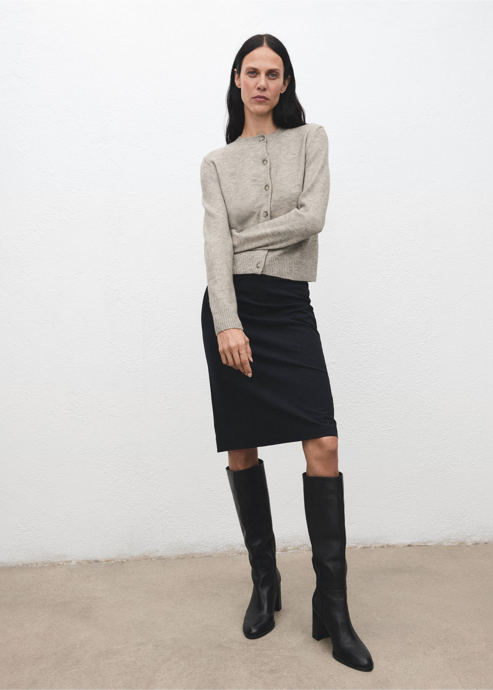 Knitted button cardigan - General plane, Light/Pastel Grey. Ref: 17017817-00.