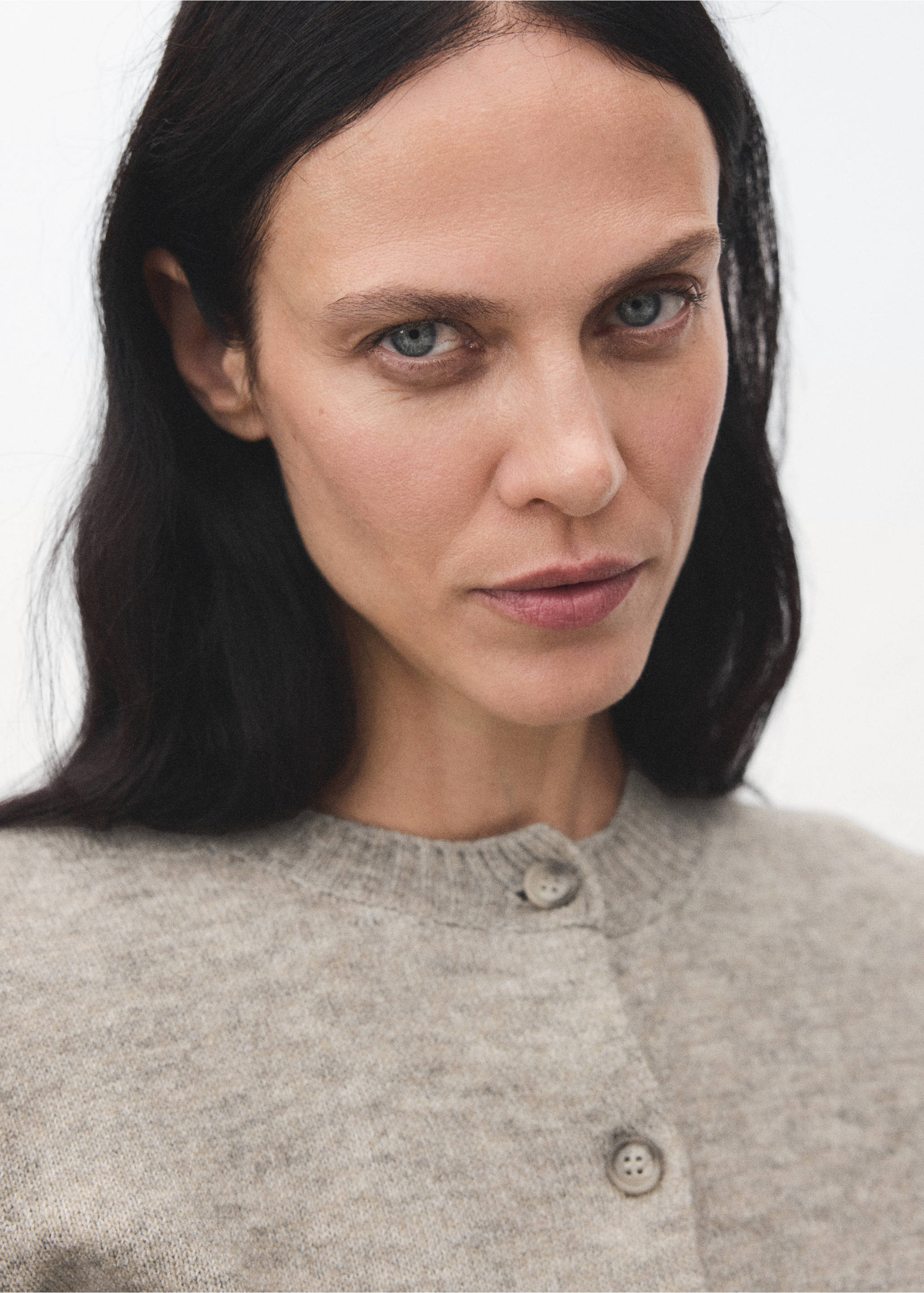 Knitted button cardigan - Details of the article 1, Light/Pastel Grey. Ref: 17017817-00.
