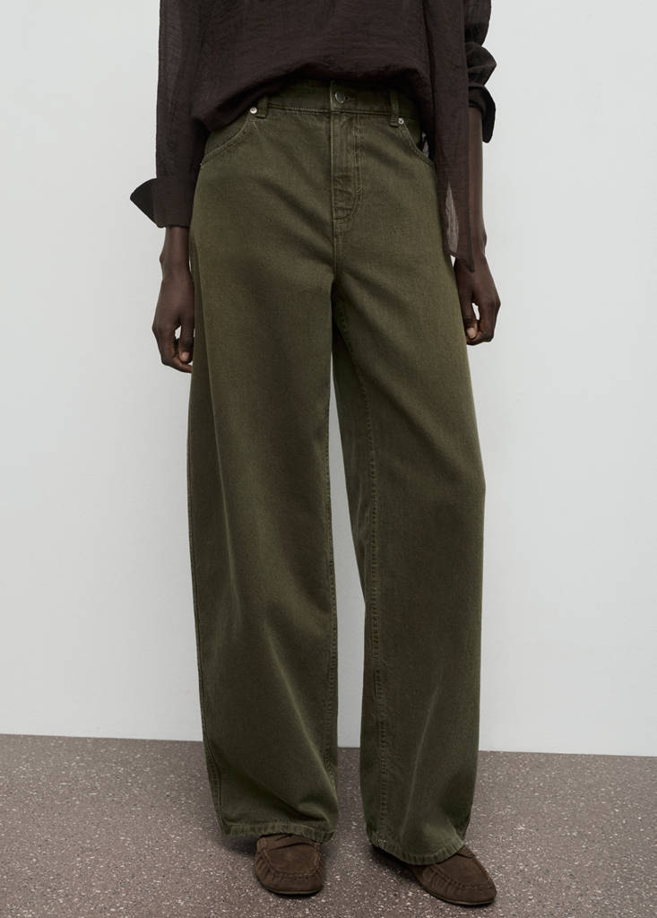 Low-rise barrel jeans — Khaki