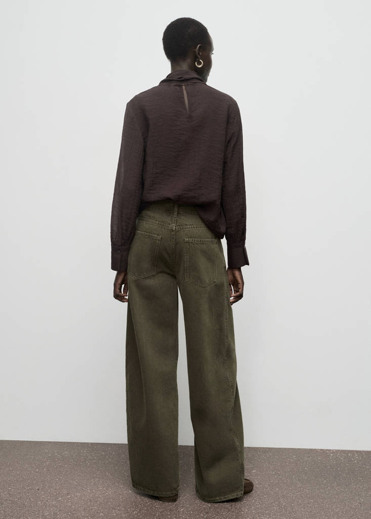 Low-rise barrel jeans — Khaki