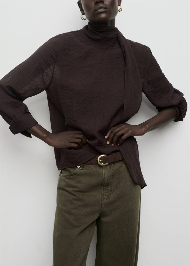 Low-rise barrel jeans — Khaki
