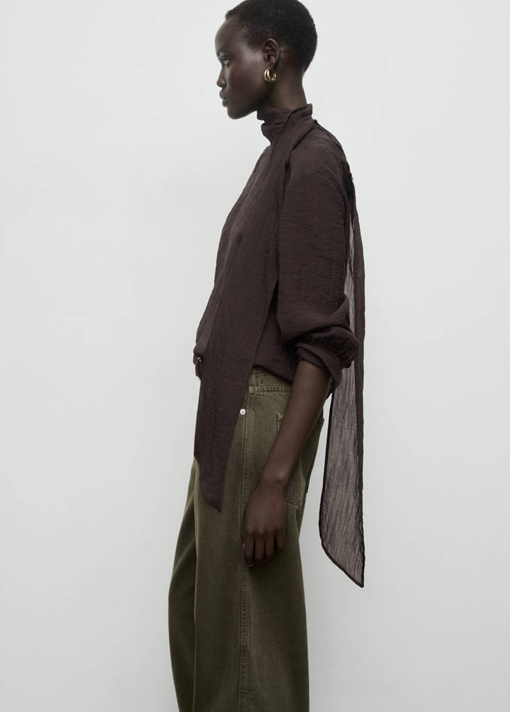 Low-rise barrel jeans — Khaki