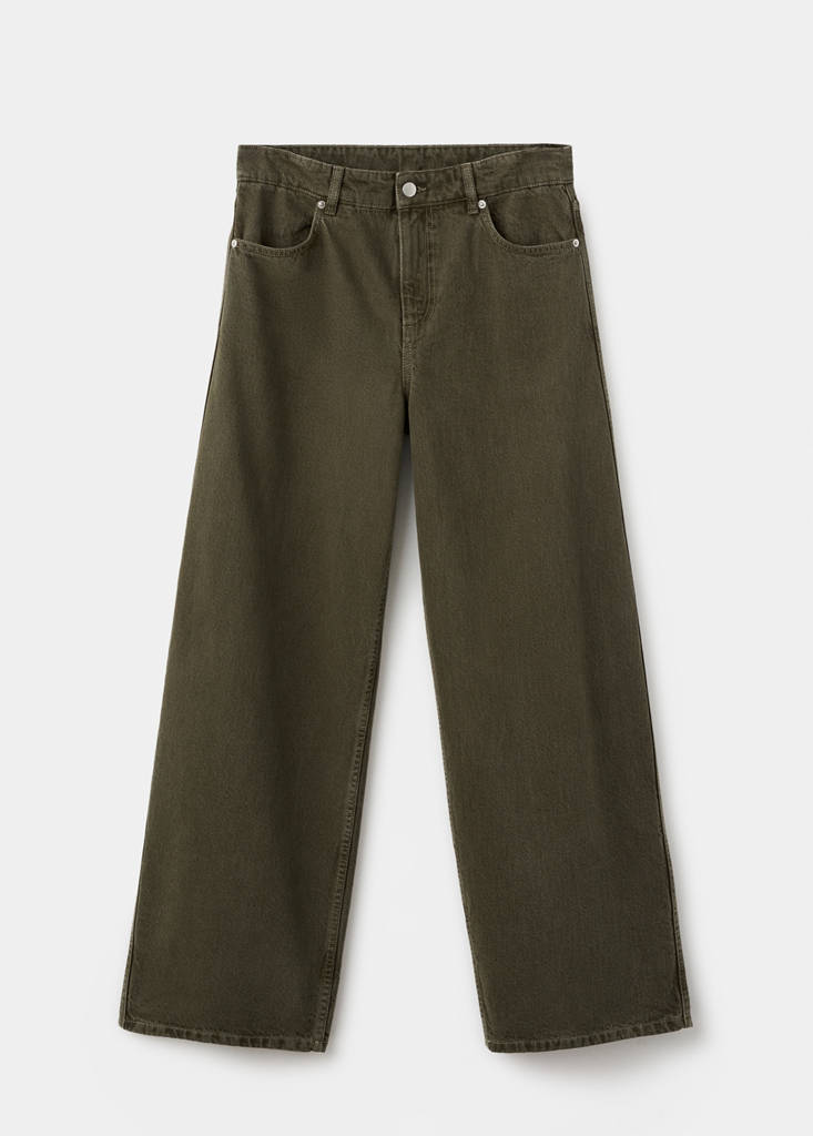Low-rise barrel jeans — Khaki