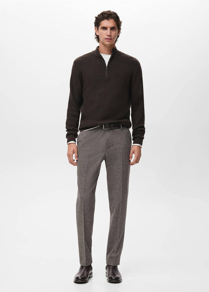 Slim-fit flannel trousers — Brown