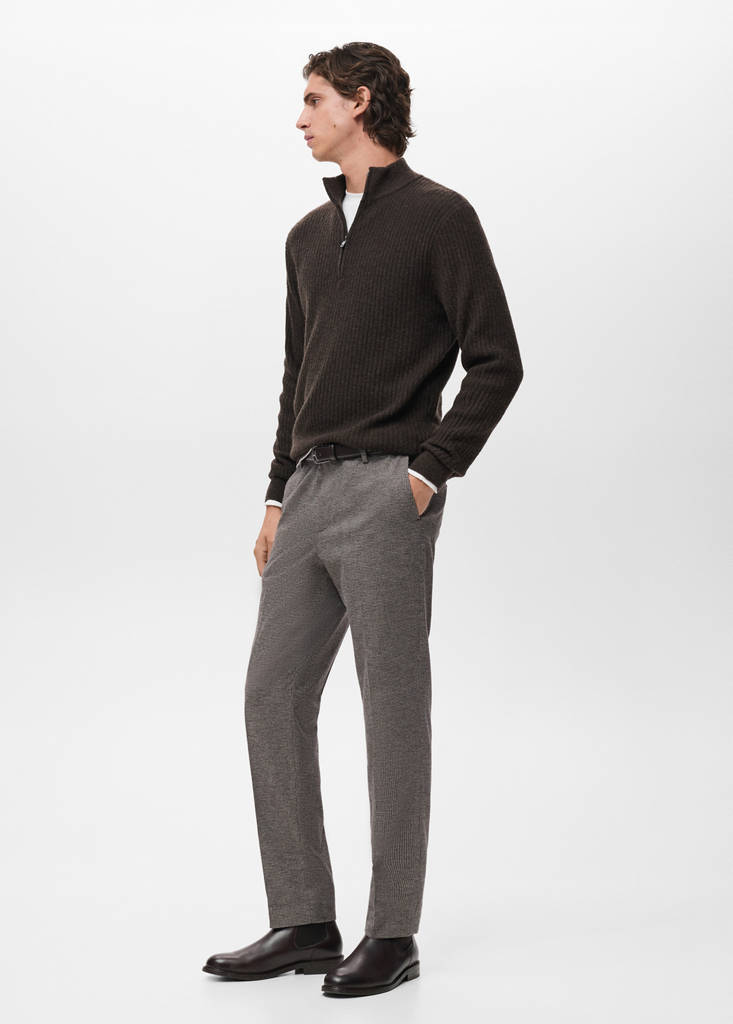 Slim-fit flannel trousers — Brown
