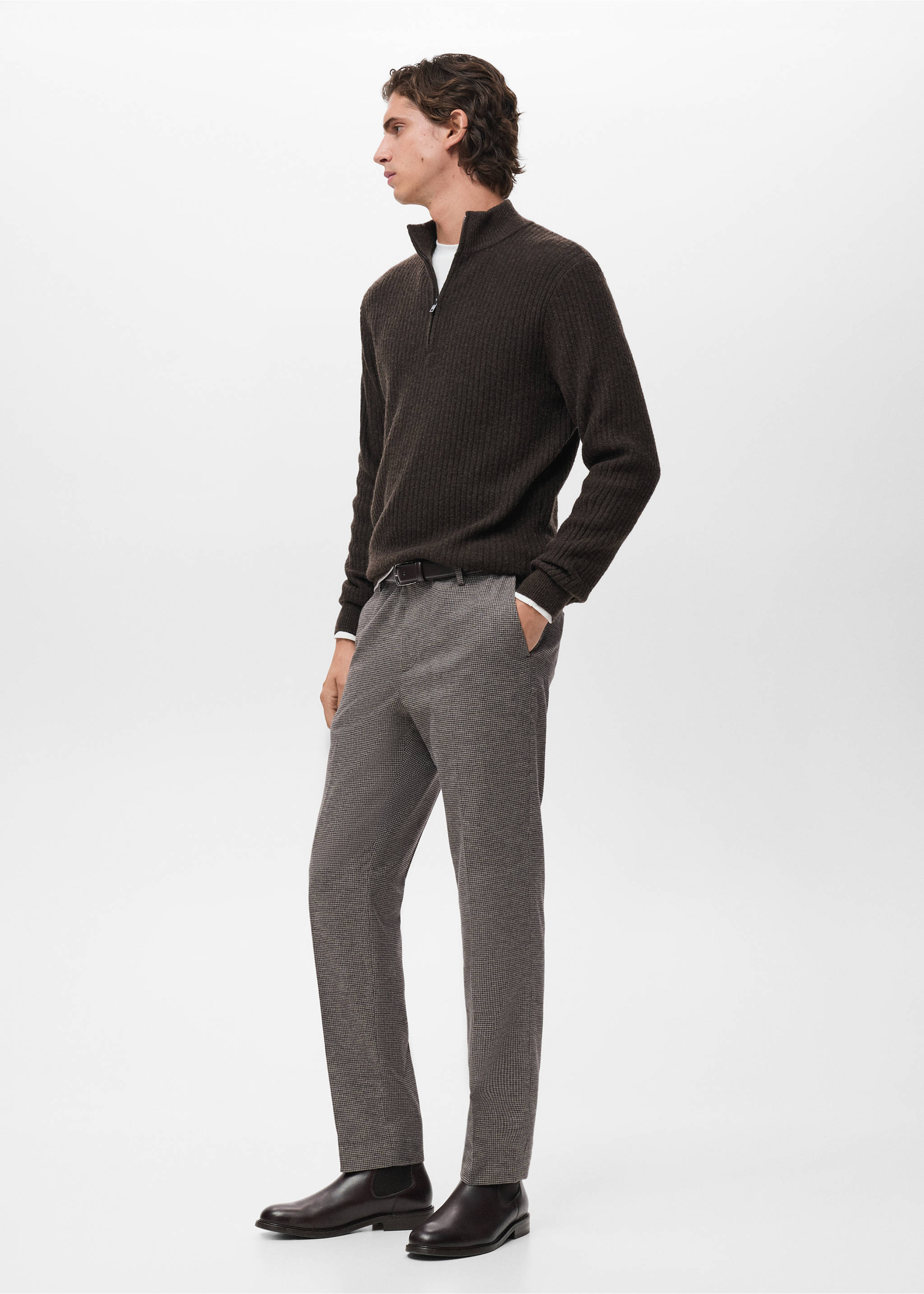Pantalon flanelle regular-fit - Détail de l'article 2, Marron. Ref: 17017886-00.