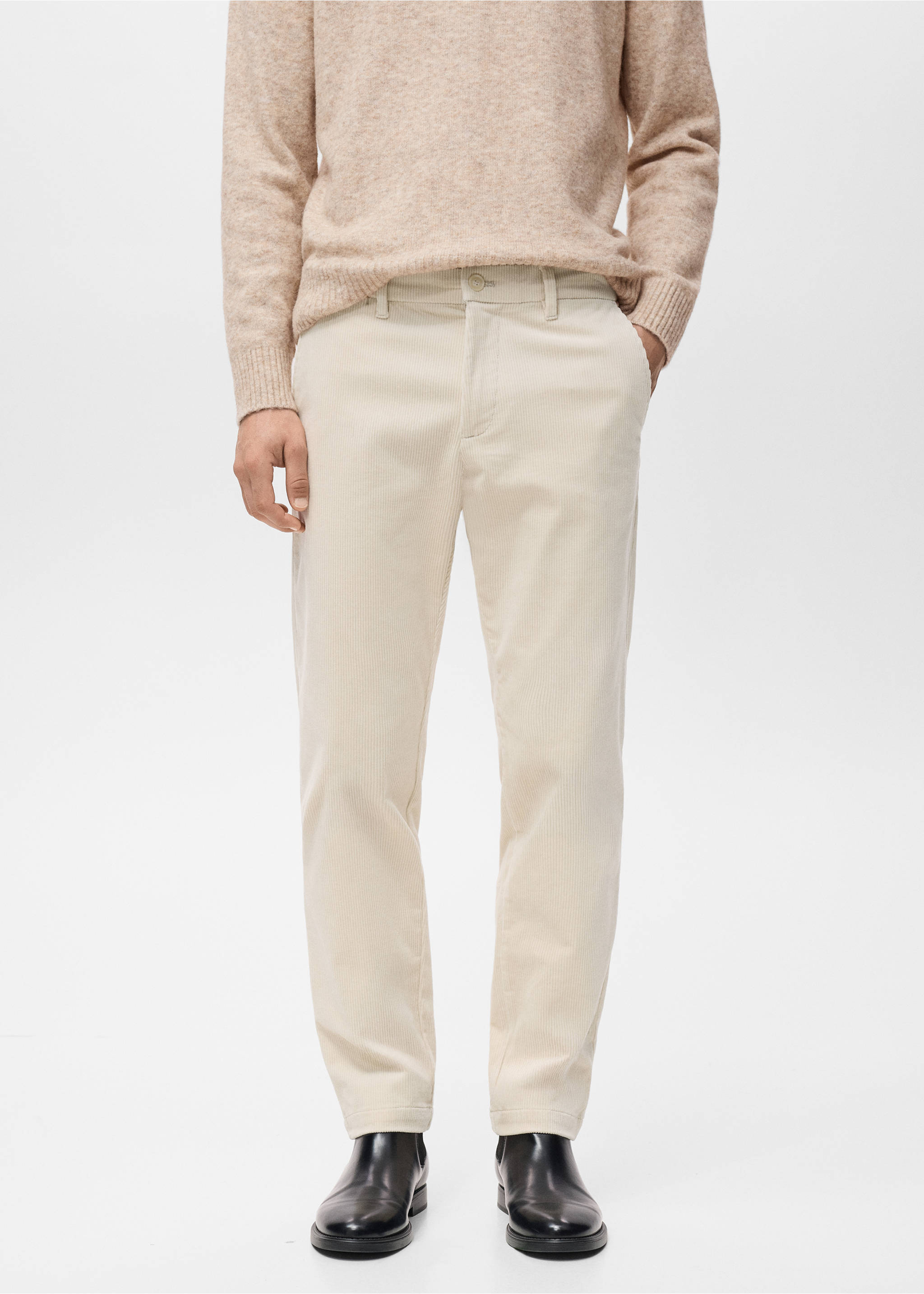 灯芯绒修身裤 - null, 米色. Ref: 17017887-00.