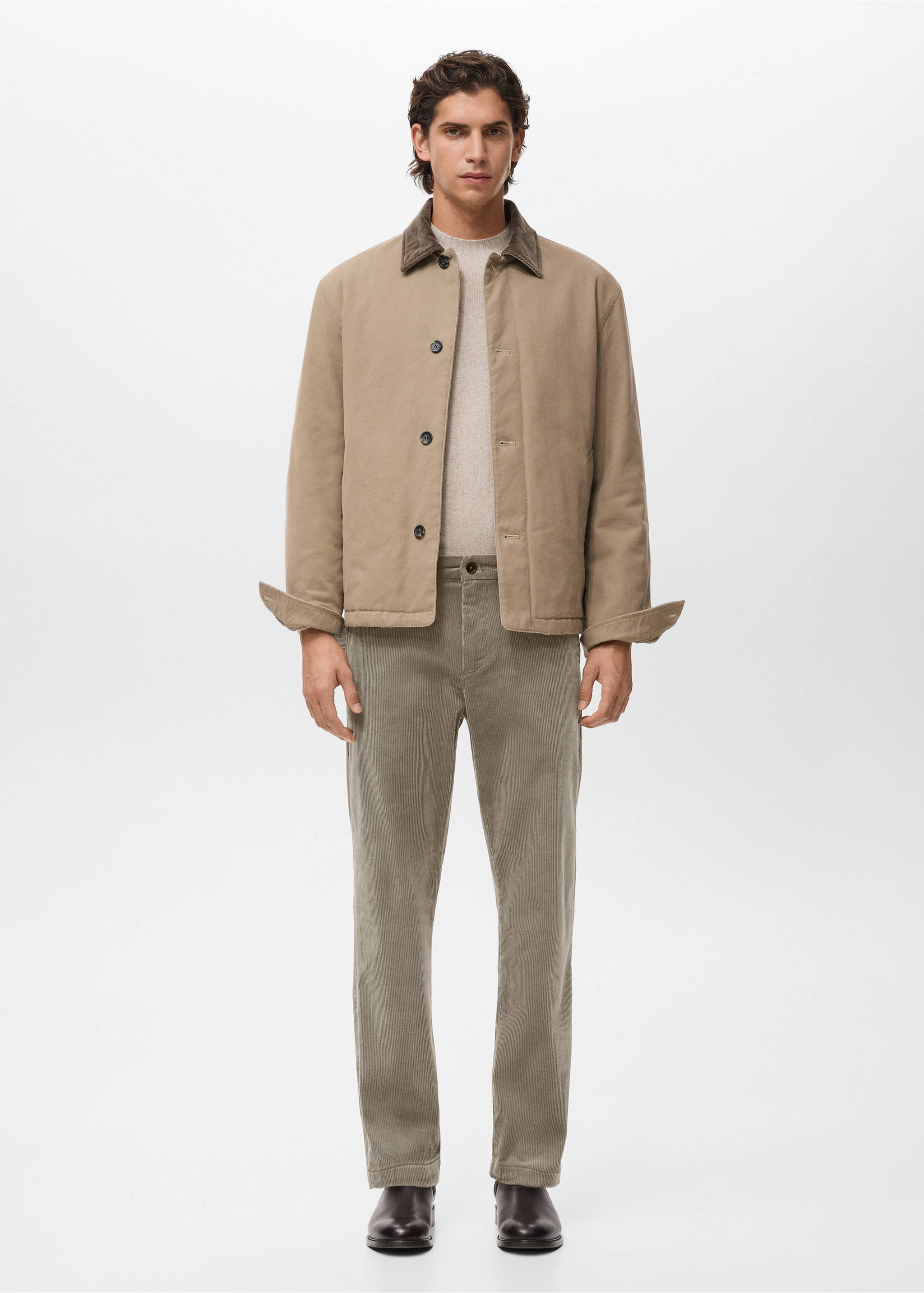 Pantalon velours côtelé slim-fit - Plan général, Beige. Ref: 17017887-00.
