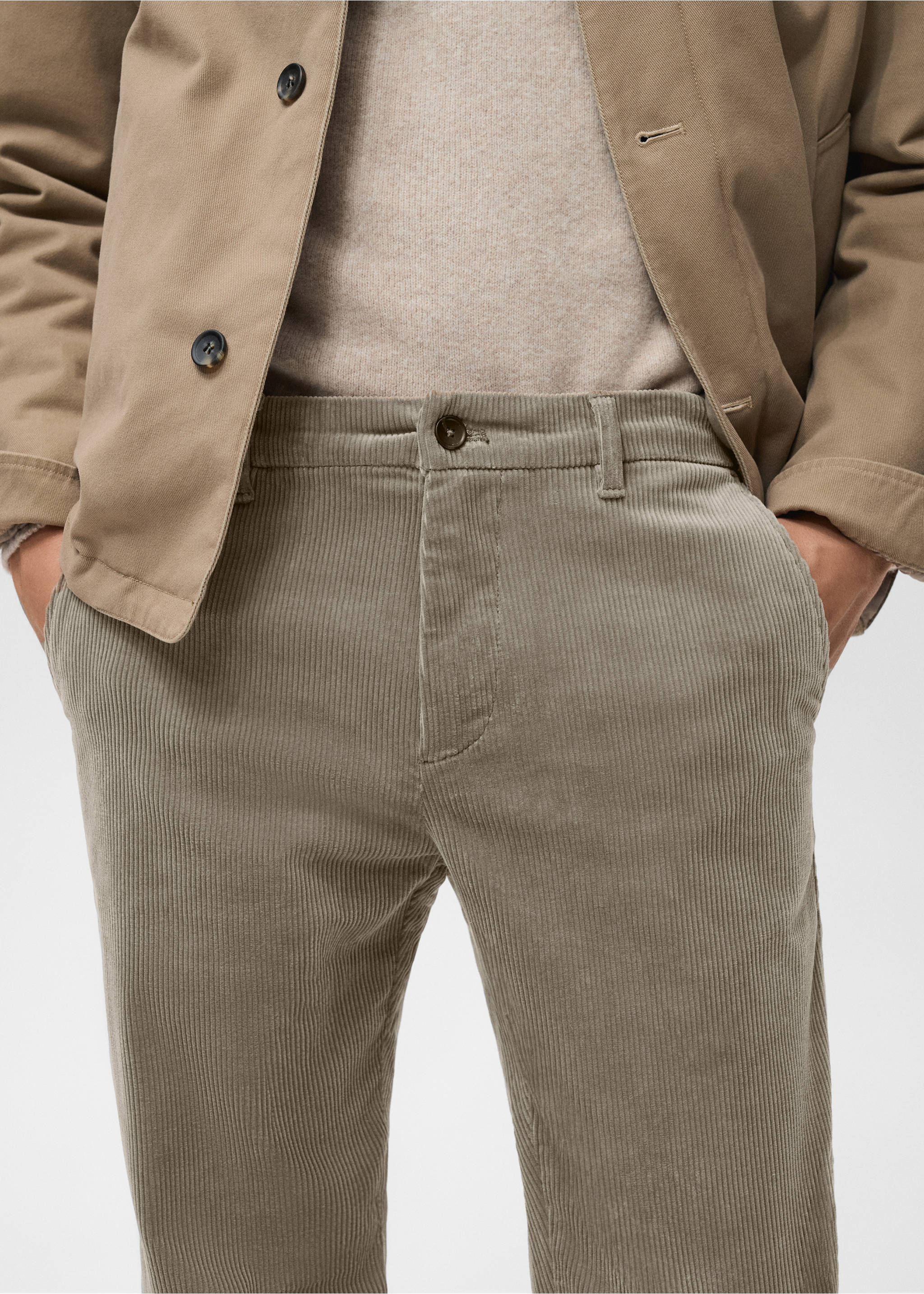 Pantalon velours côtelé slim-fit - Détail de l'article 1, Beige. Ref: 17017887-00.