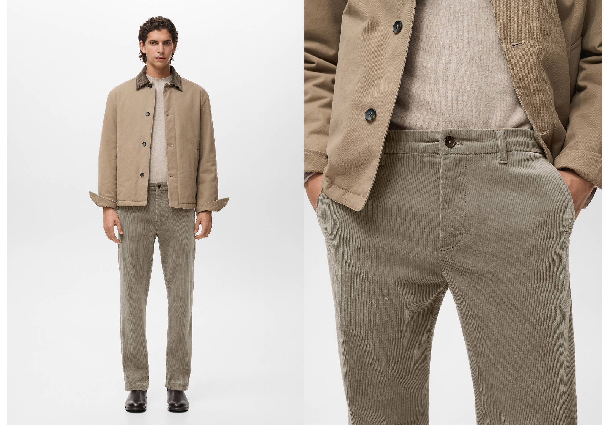 灯芯绒修身裤 - null