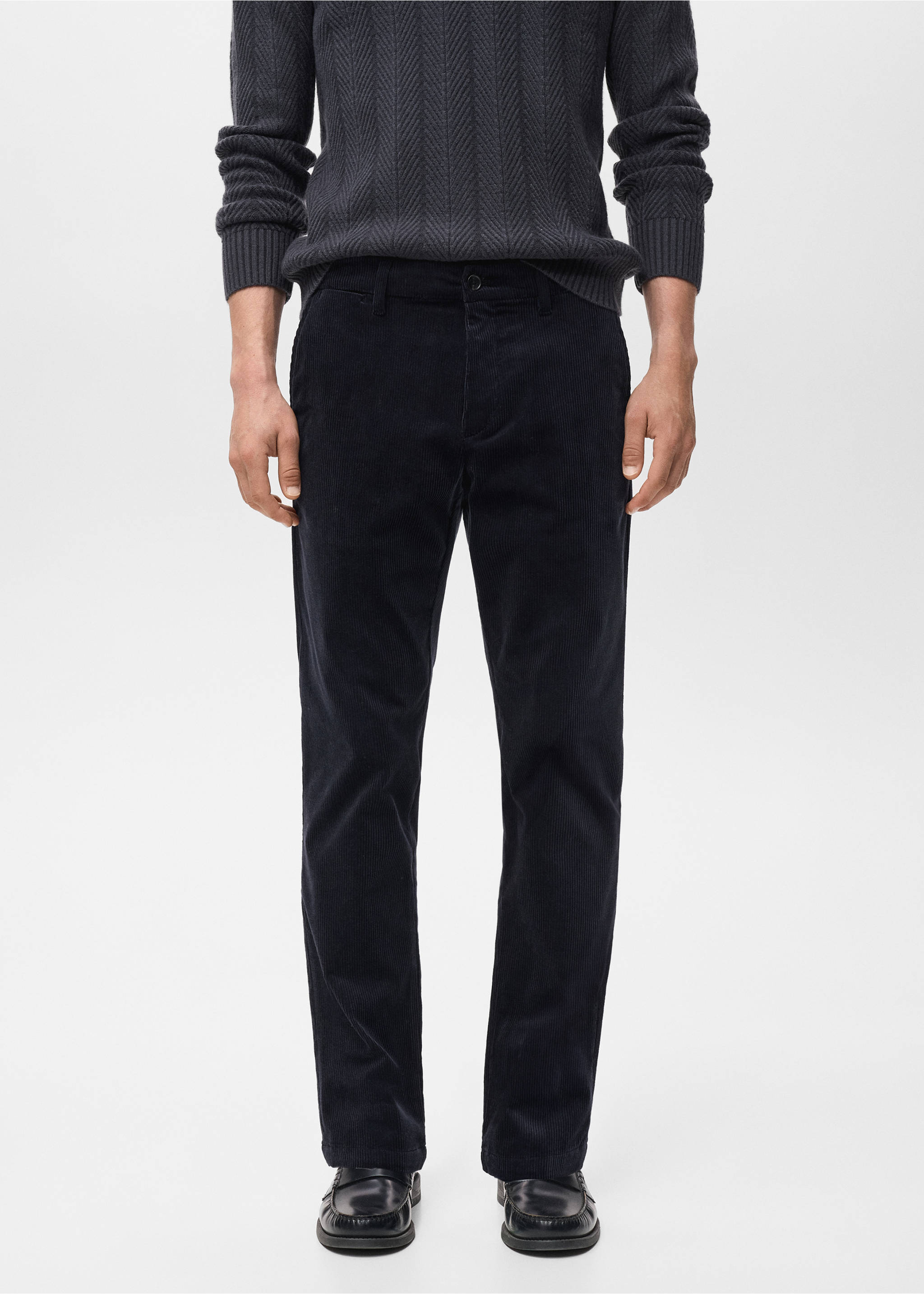 灯芯绒修身裤 - null, 海军蓝. Ref: 17017887-00.