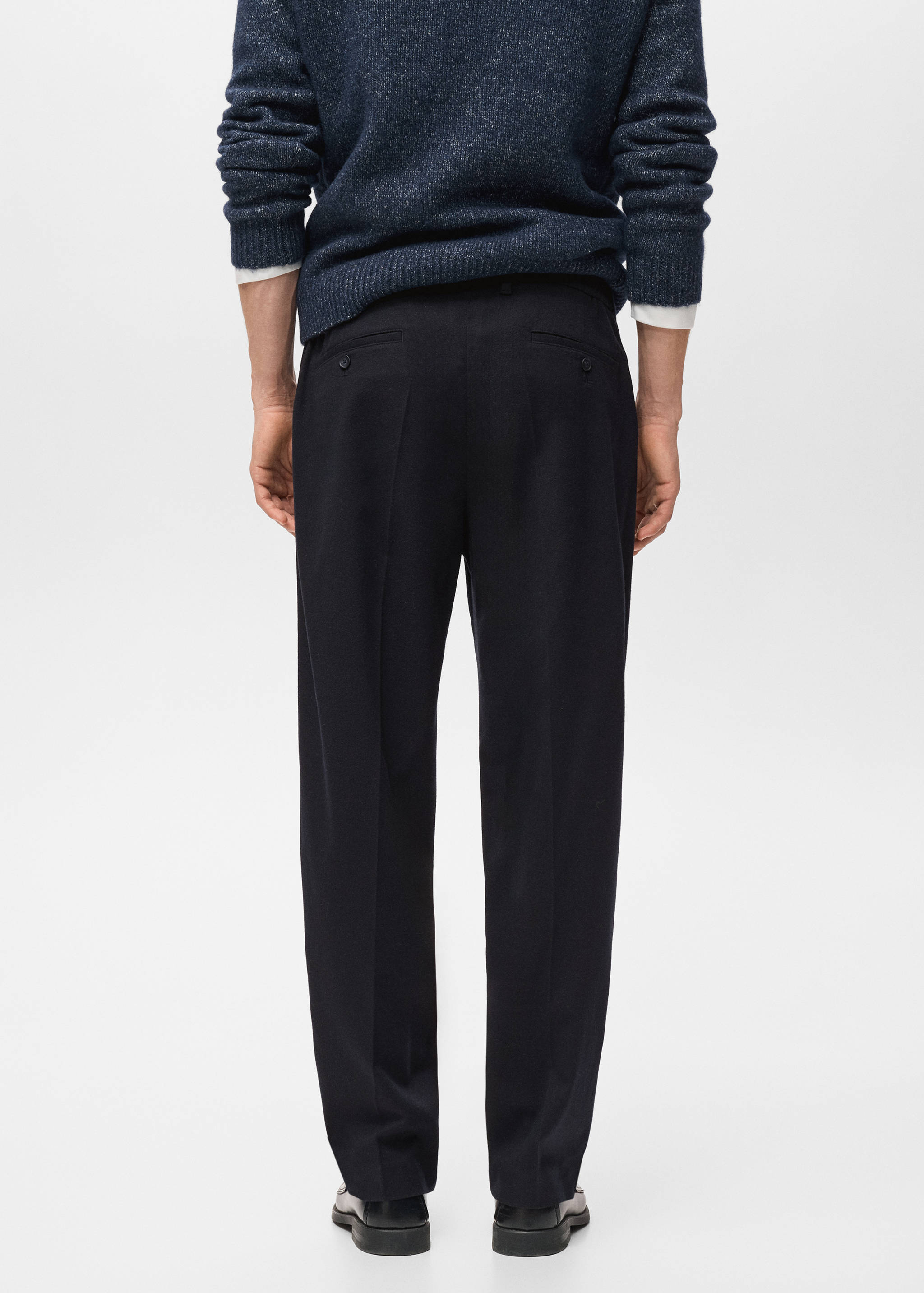 Regular-fit pleated flannel trousers - Reverse of the article