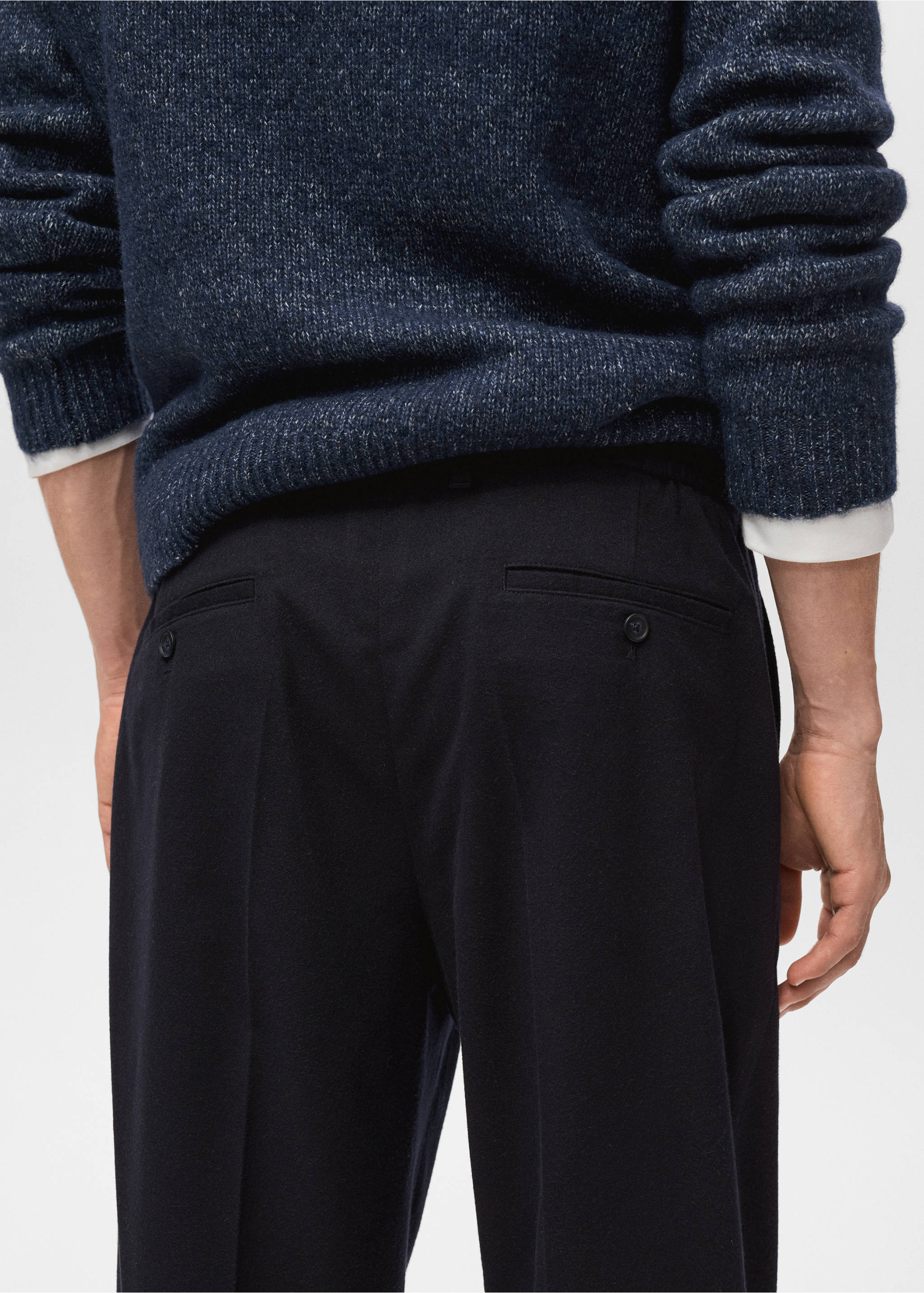 Pantalon flanelle regular-fit à pinces - Détail de l'article 3, Bleu marine. Ref: 17017888-00.